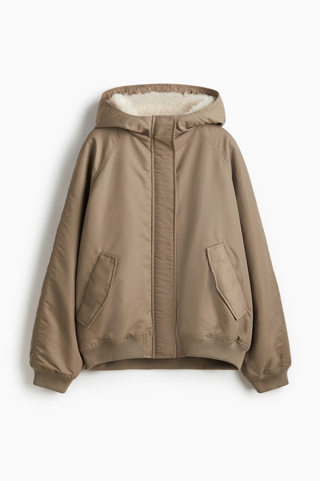 Oversized bomber jacket - Beige - 1