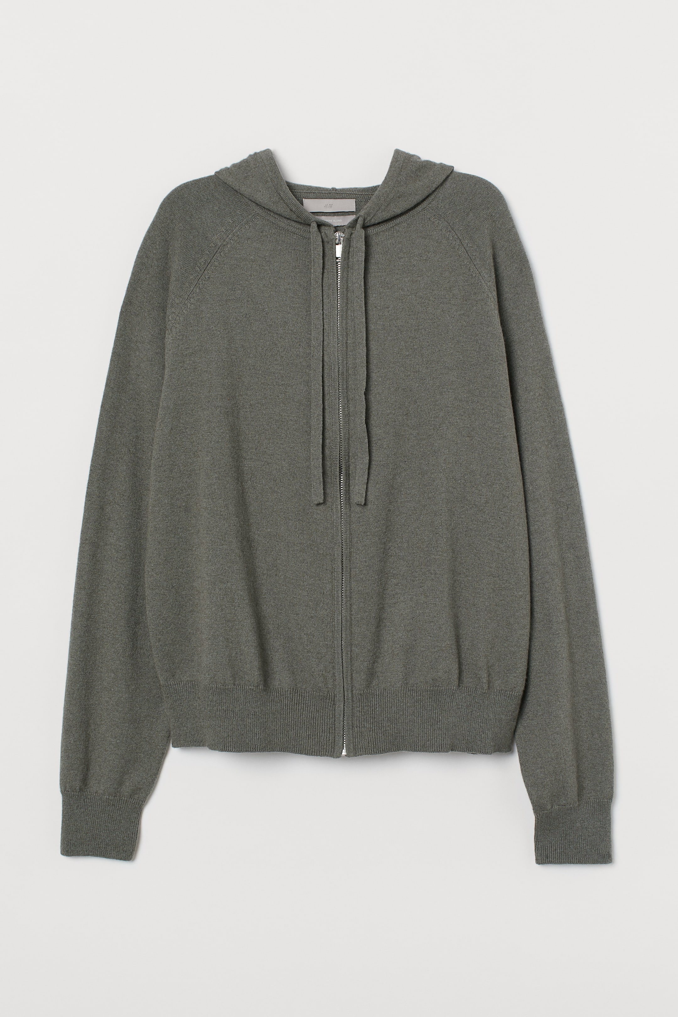 View larger image: Cashmere-blend hooded jacket - Khaki green marl - Ladies | H&M IE 1