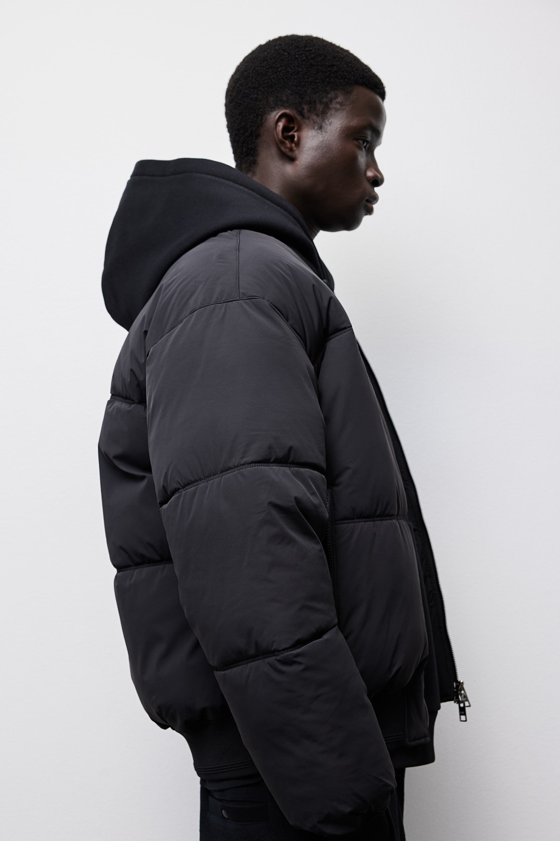 Loose Fit Padded bomber jacket - Black - Men | H&M GB 5