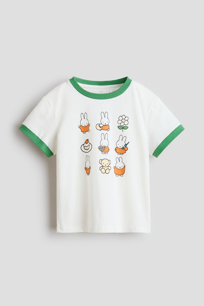 Cotton T-Shirt with Printed Motif - White/Miffy/Light blue/Miffy/Dark blue/Miffy - 1