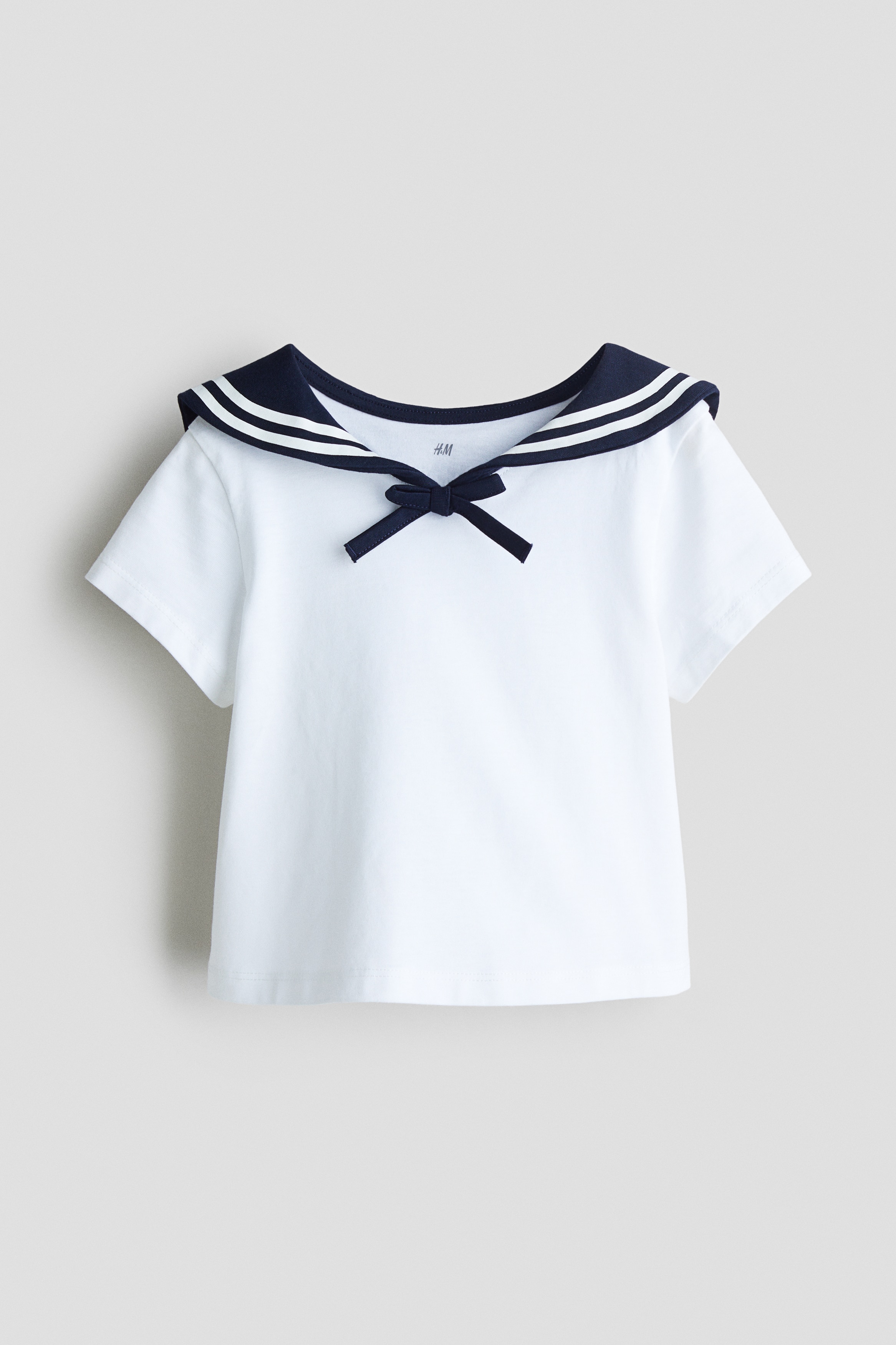 Sailor-collared top - White/Navy blue/Navy blue/White striped/Navy blue