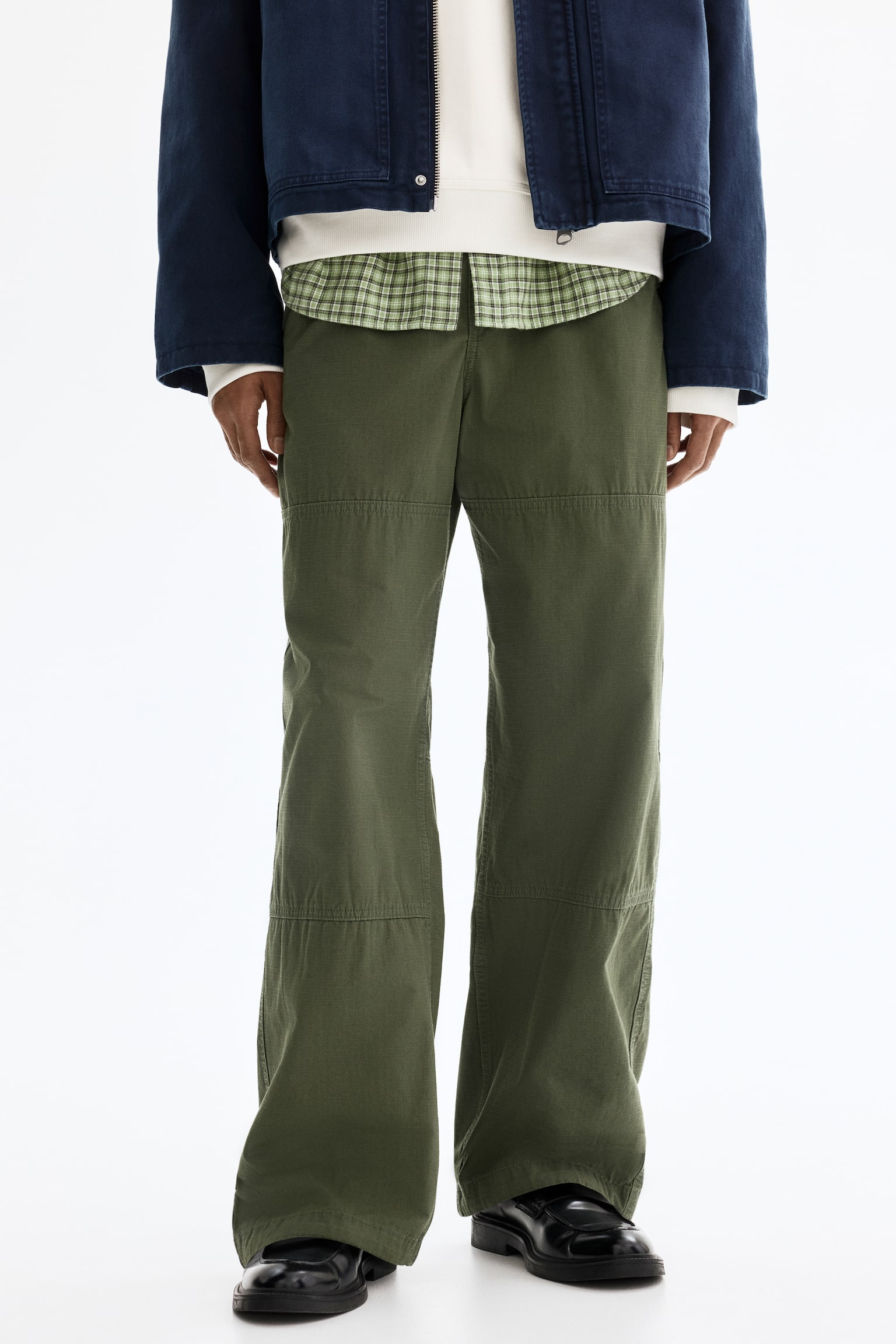 מכנסיים Relaxed Fit - ירוק חאקי/אפור כהה - 6