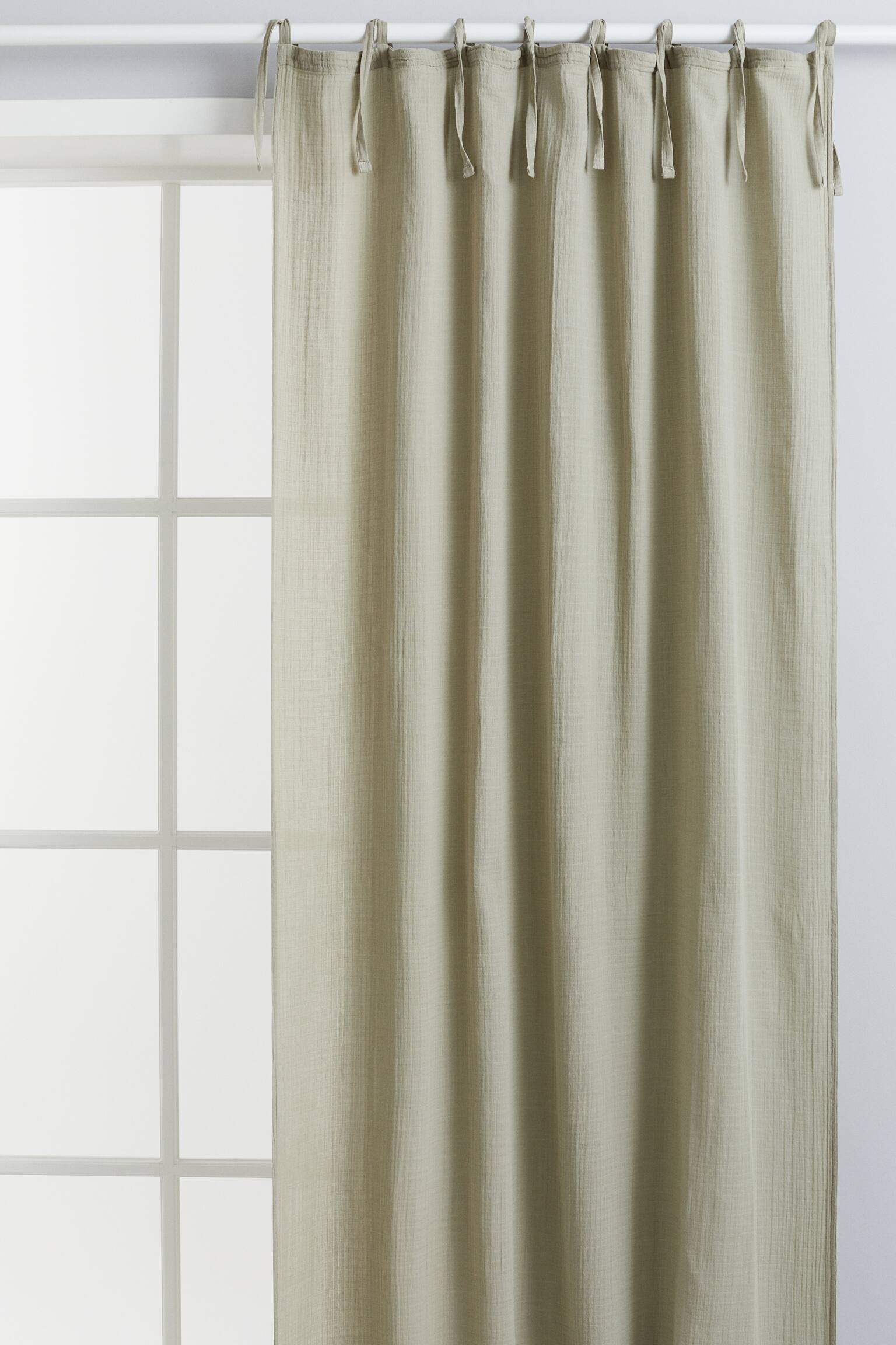 2pack Muslin Curtain Panels Khaki green Home All H&M US