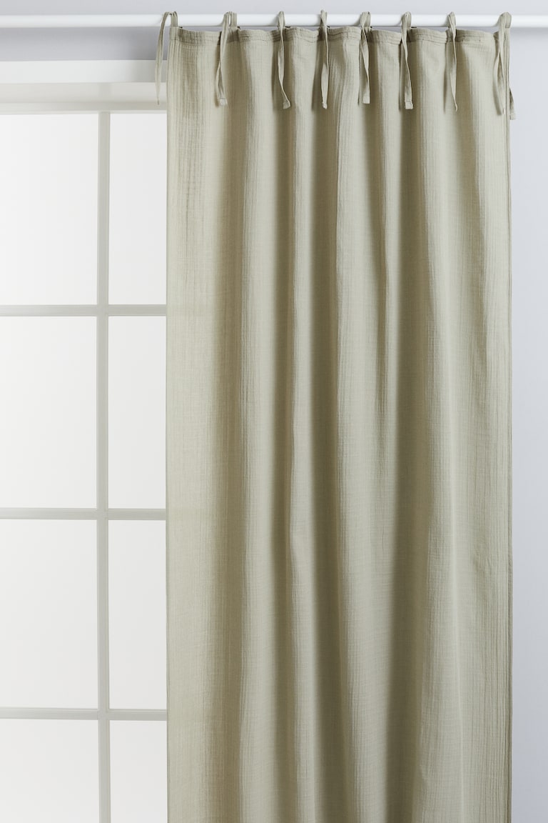 2-pack Muslin Curtain Panels - Khaki green - Home All | H&M US