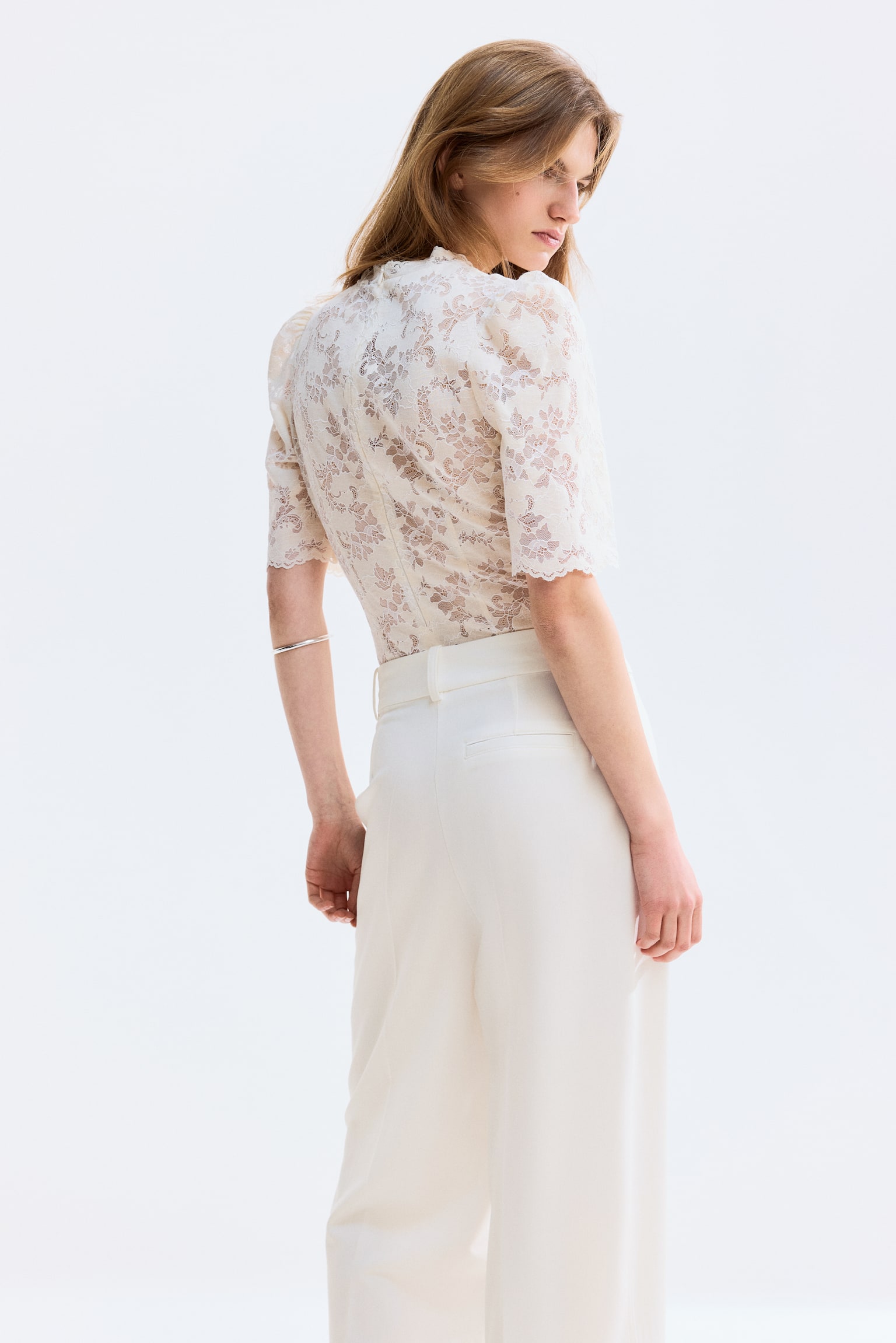 Wide tailored trousers - Cream/Light pink/Dark brown/Black - 3