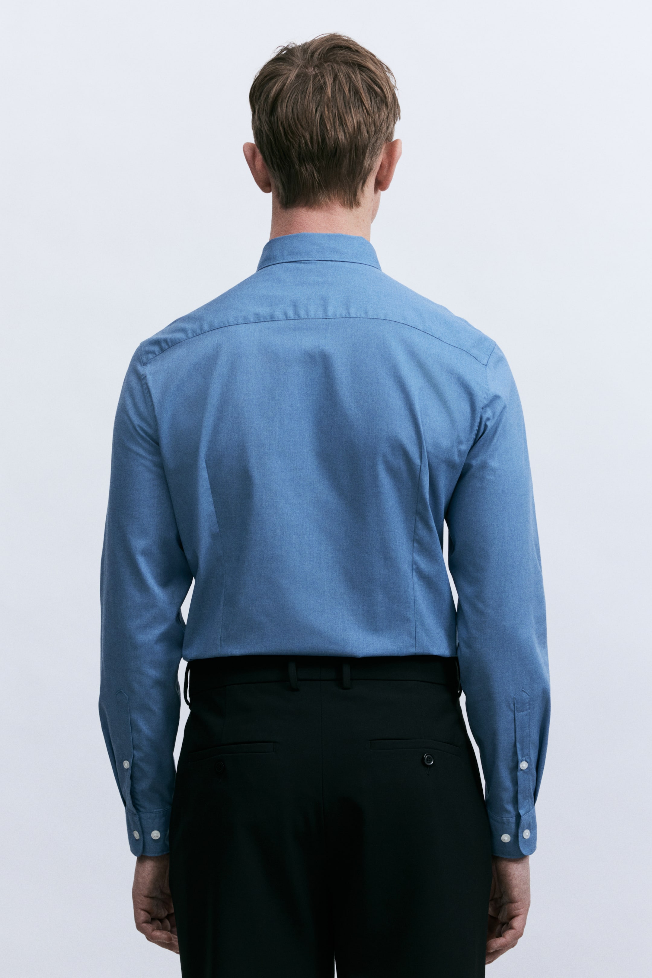 View larger image: Slim Fit Easy-iron shirt - Blue - Men | H&M IN 2