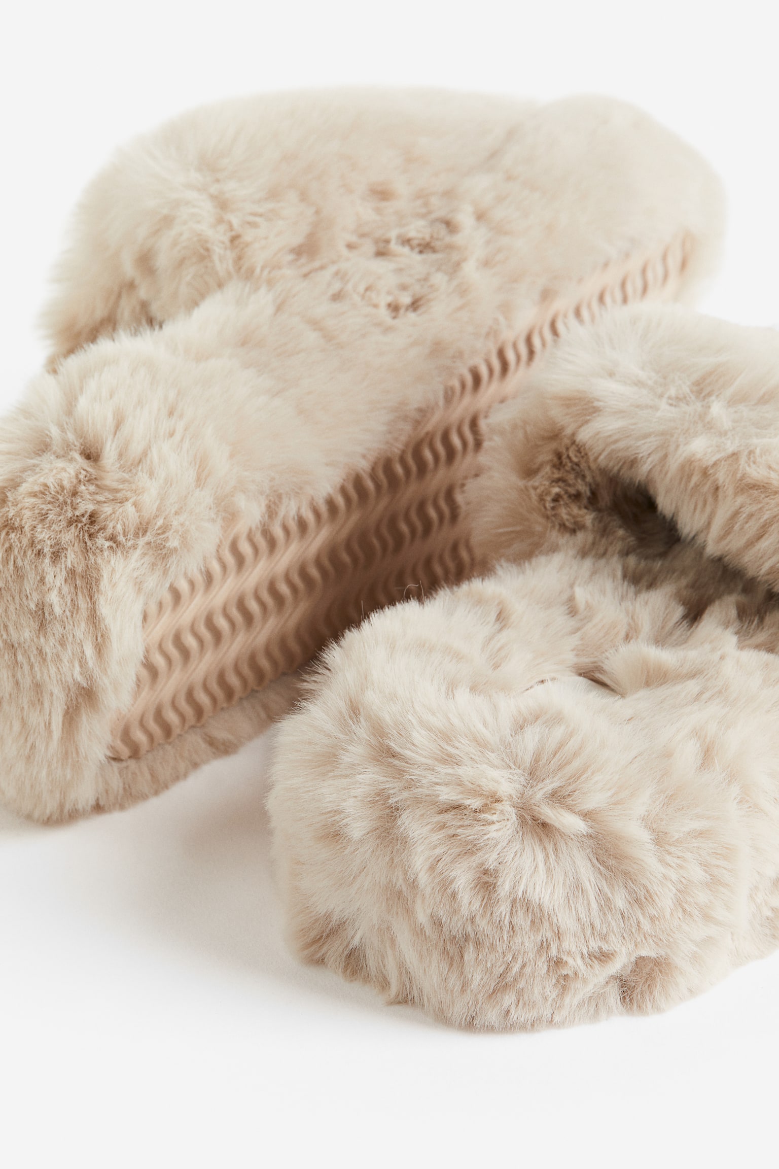 Fluffy Slippers - Light beige/Black - 3