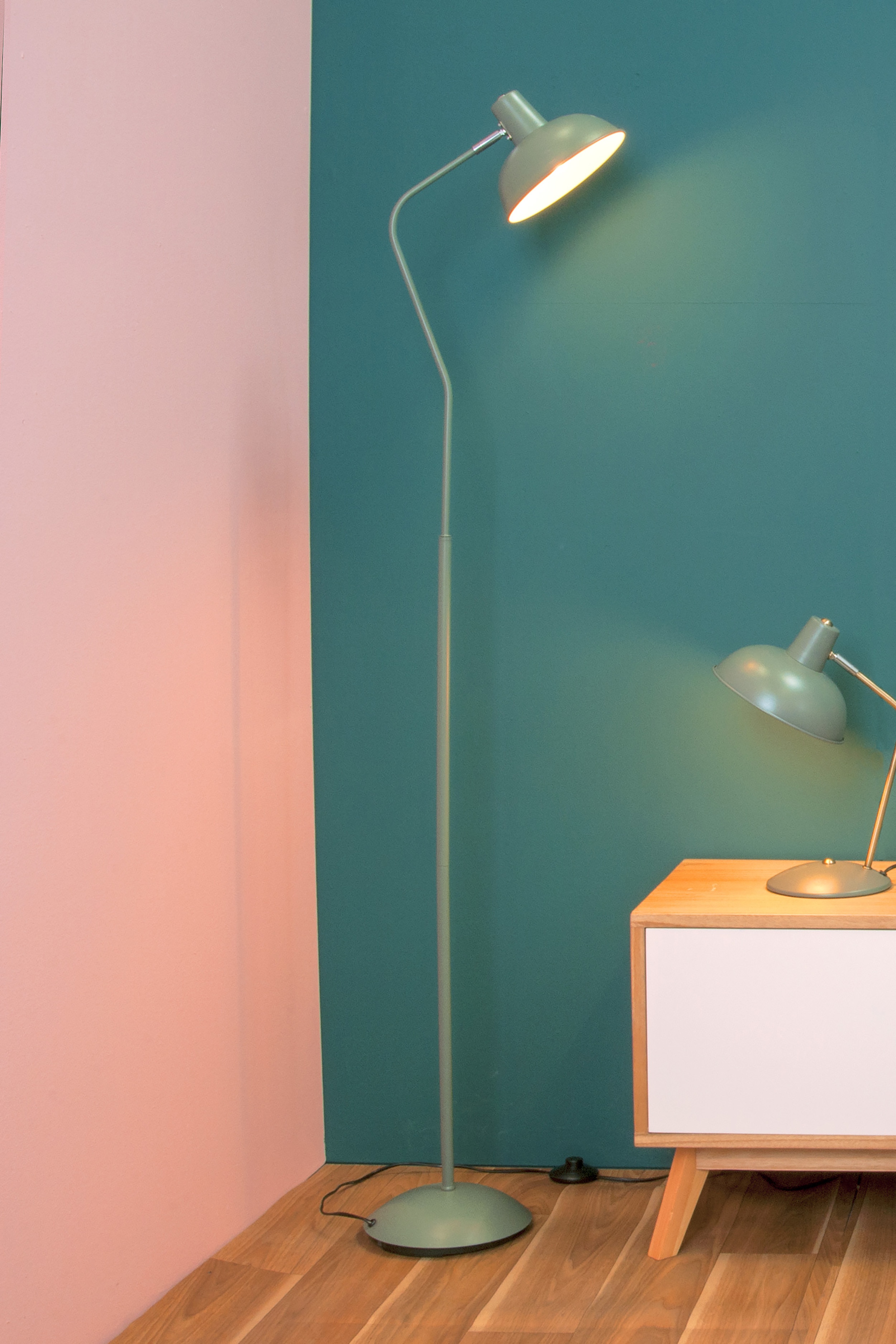 Hood Tischlampe - Dschungel Grün/Zartes Rosa