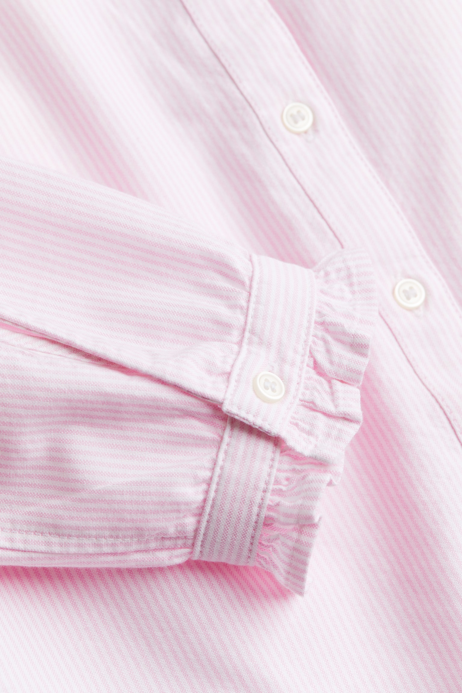 Frill Trim Oxford Blouse - Light pink/Stripe/Blue/Stripe/White - 5