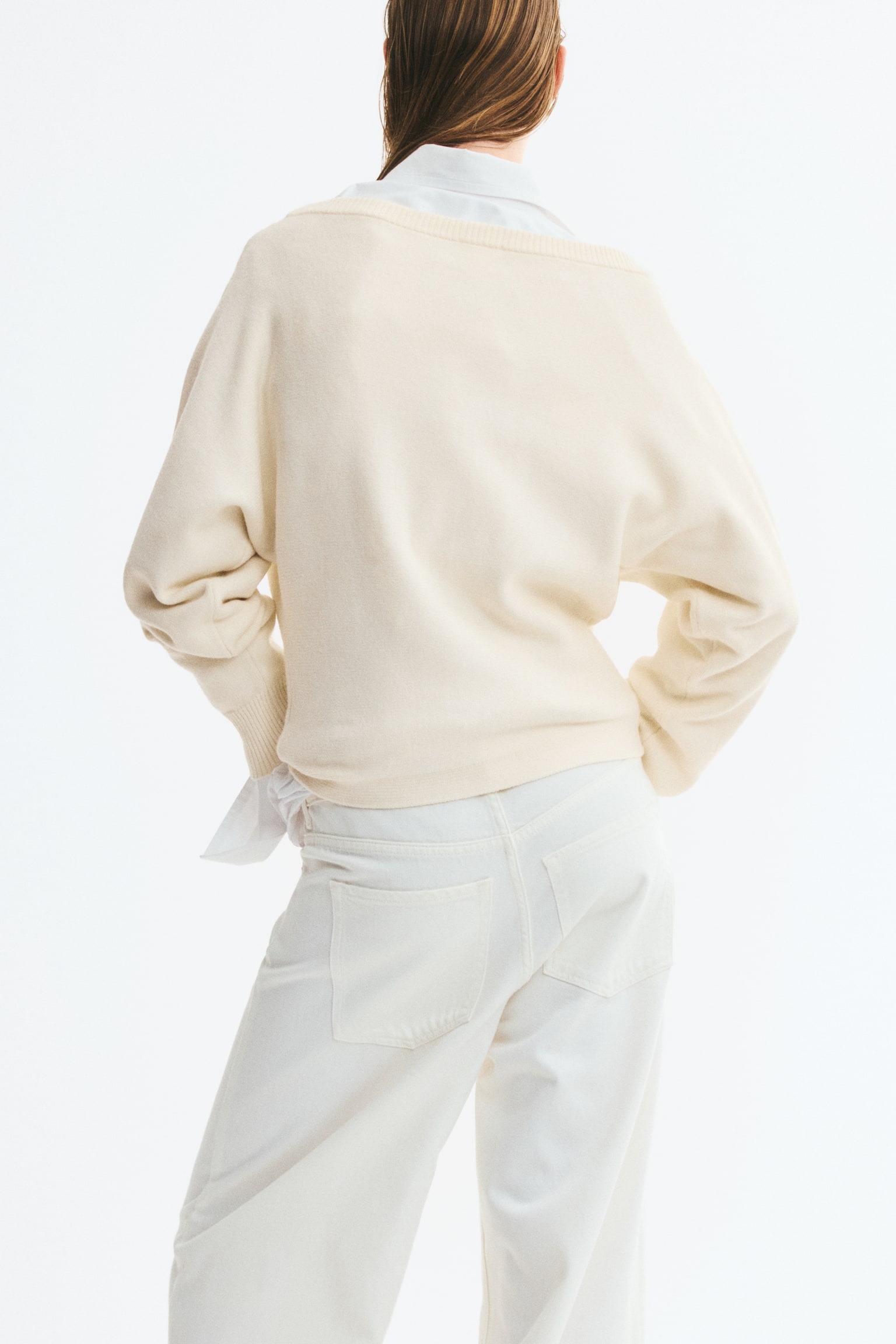 Женский свитер H&M Viscose-Blend Boat-Neck, цвет: Кремовый — фото 5