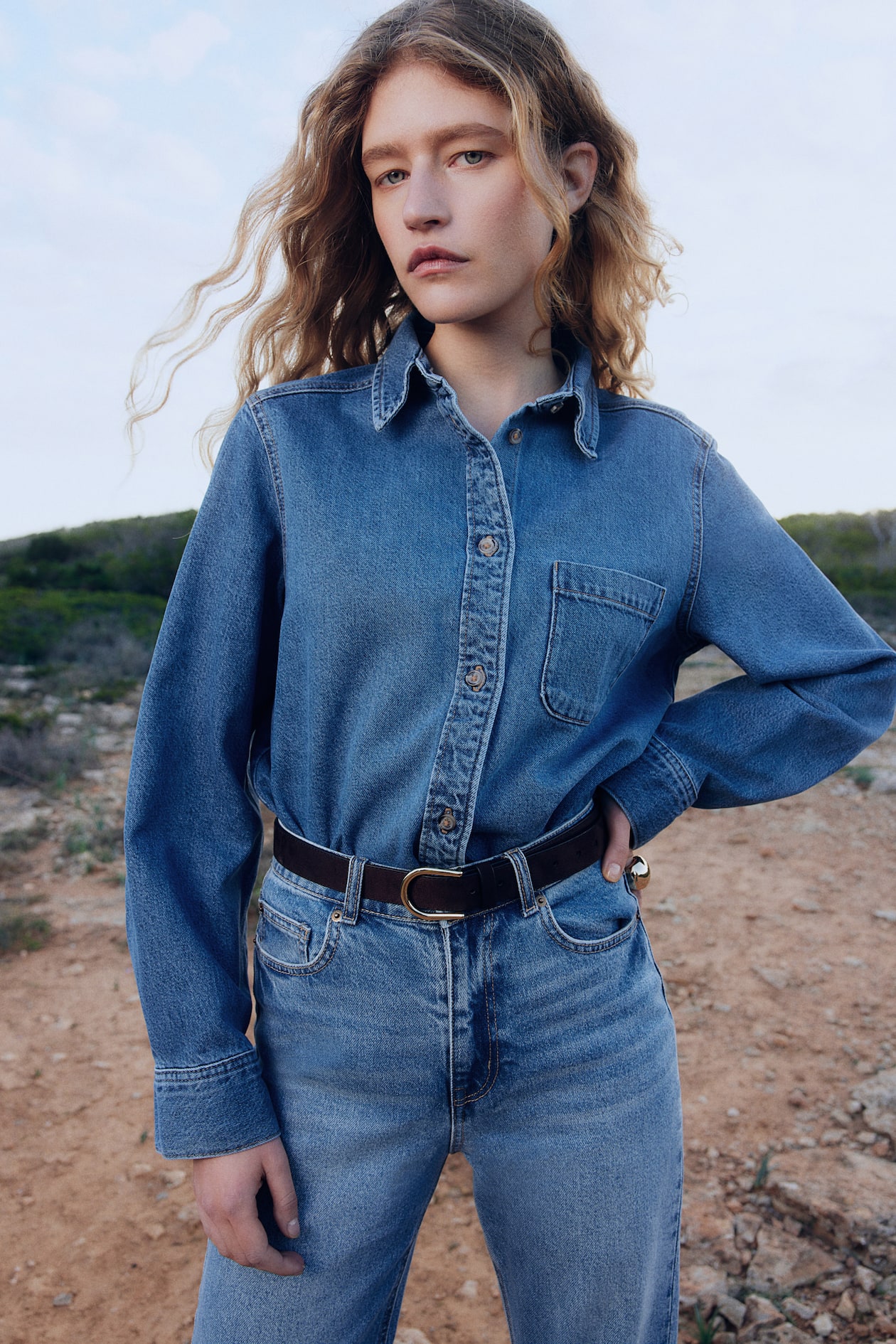 Denim shirt Denim blue Ladies H&M IN