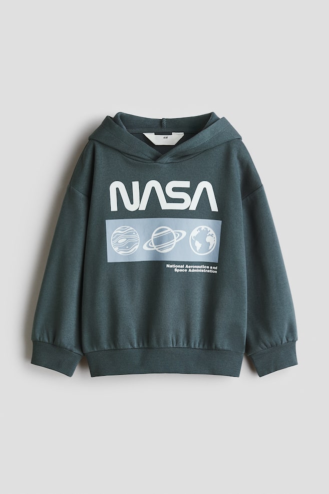 Hoodie with Printed Motif - Dark turquoise/NASA/Dark red/Begin the Journey - 1