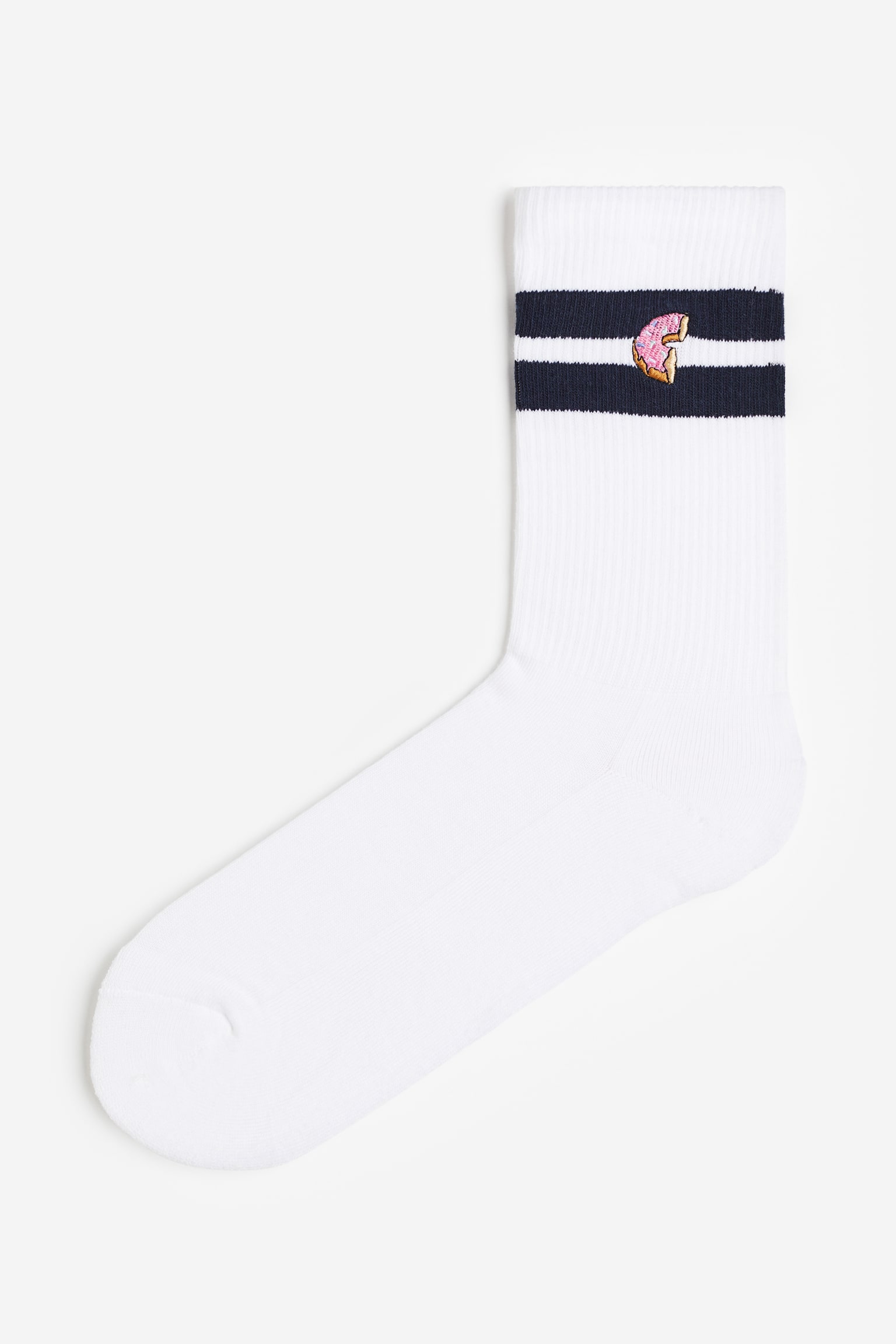 Socks - White/Donut/White/Hot Dog/White/Prawn/Black/Executive/White/SH/Black/SH/Black/Tiger/White/Hamburger/White/Dice/White/Pizza/White/Pizza/White/Embroidered/Cream/Lemon - 1