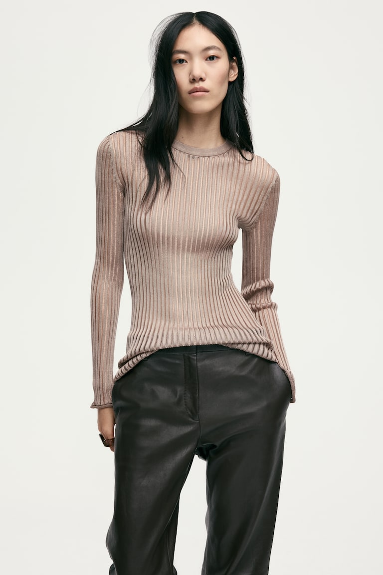 Sheer rib-knit top