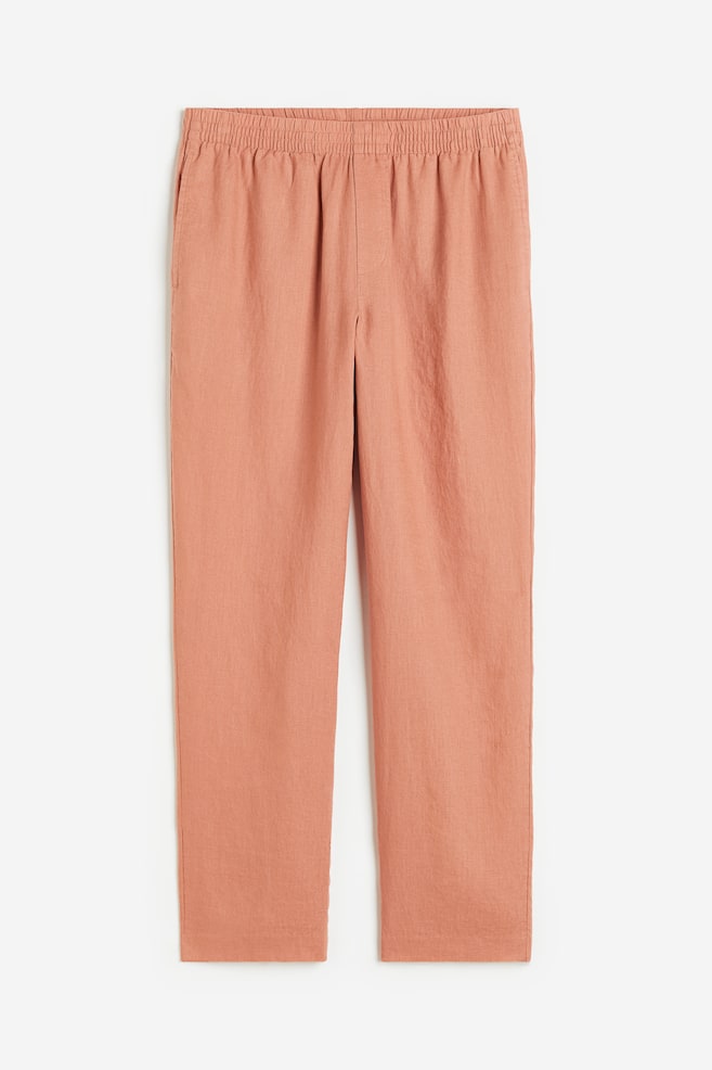 Pantaloni in lino Regular Fit - Rosa salmone/Crema/Nero/Beige scuro - 1