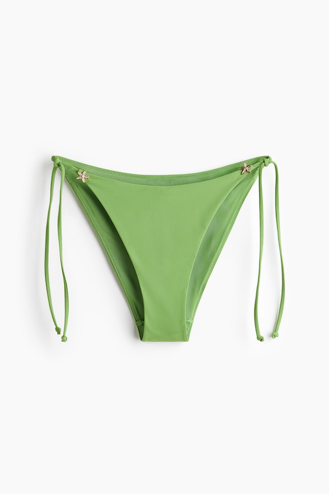 Tie Bikini Bottoms - Green/Cream - 1