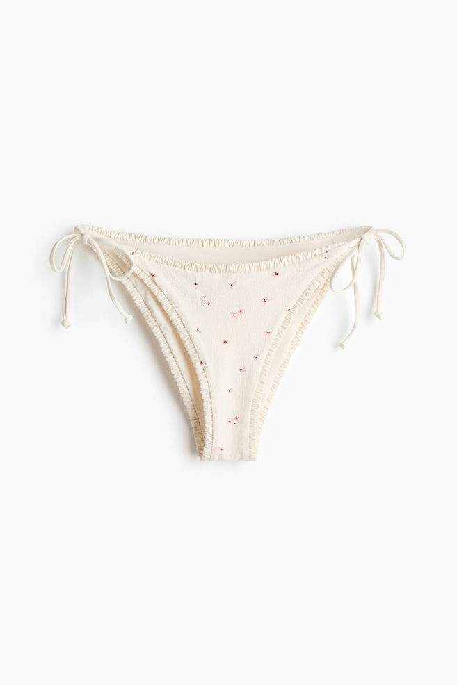 Cheeky Tie-Tanga-Bikinihose - Weiß/Geblümt/Rosa/Dunkelbraun/Cremefarben - 1