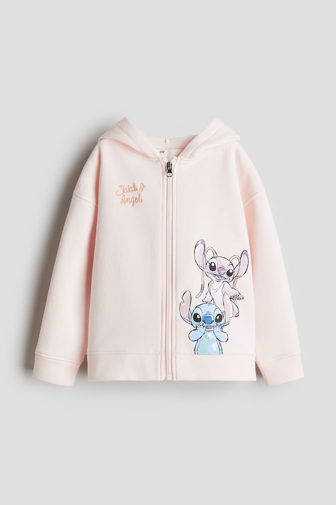Printed zip-through hoodie - Light pink/Lilo & Stitch - 1