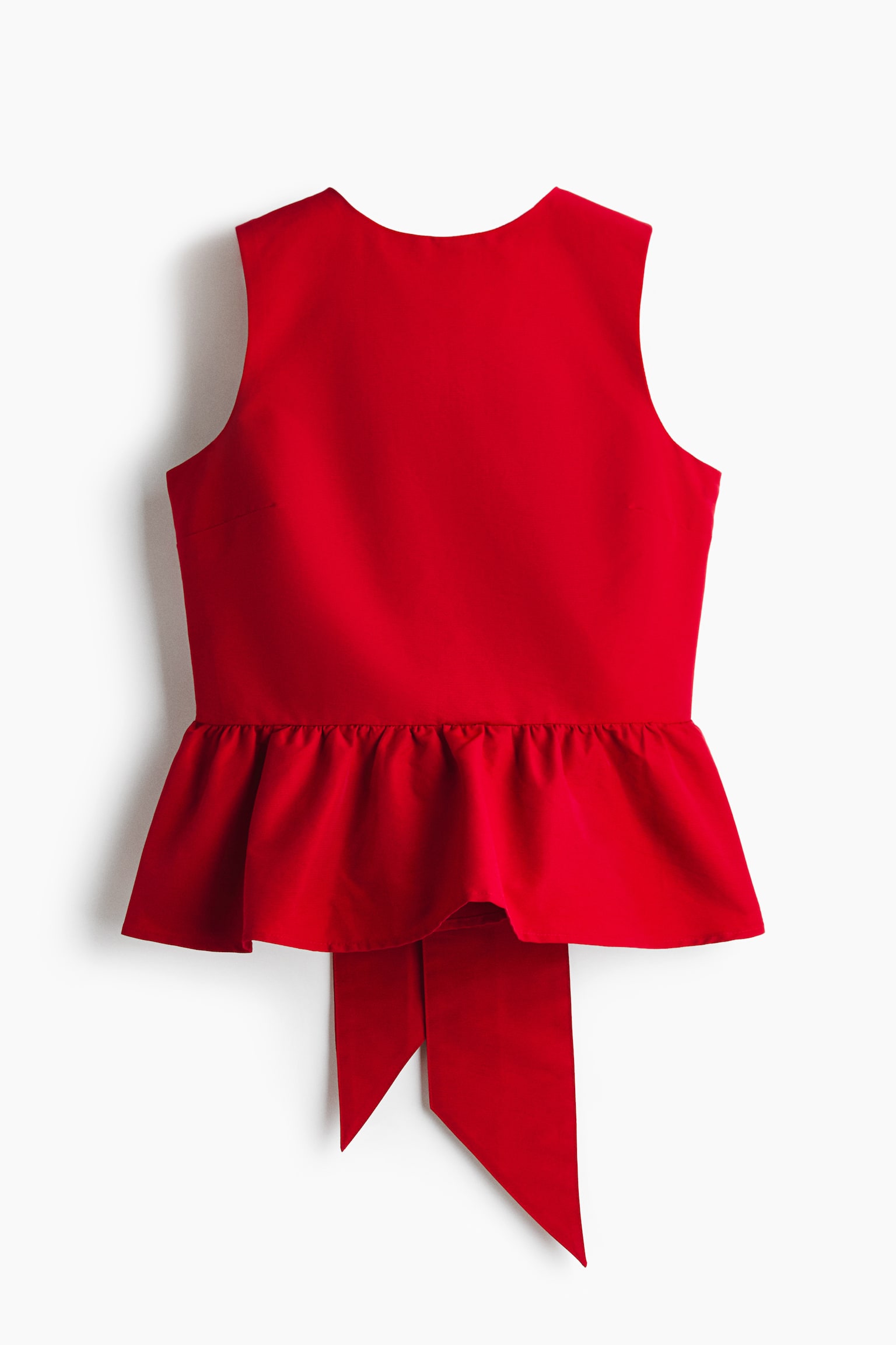 Tie-detail peplum top - Red/Black/Dark red - 2