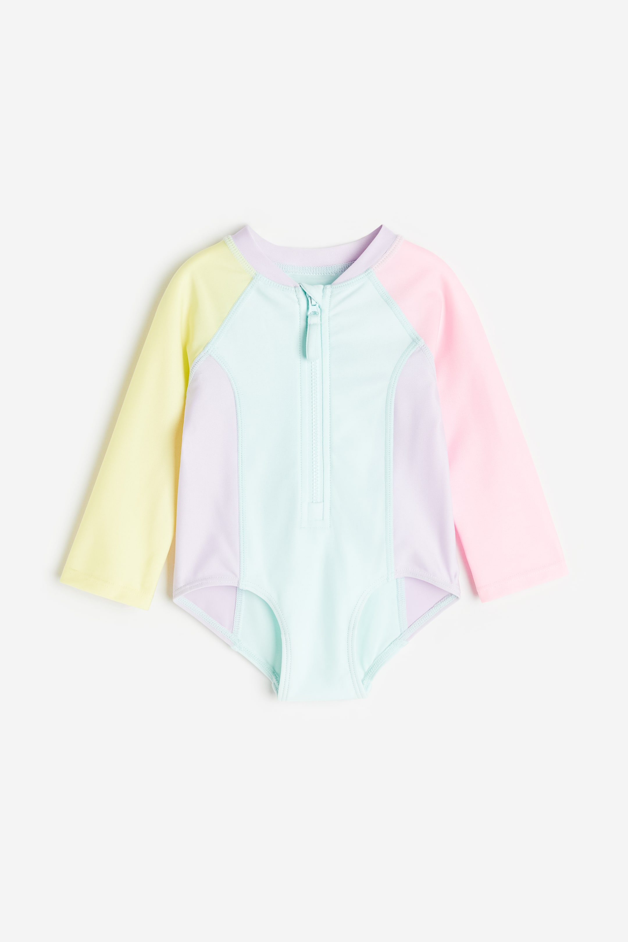 View larger image: Long-sleeved swimsuit - Light turquoise/Block-coloured - Kids | H&M MY 1