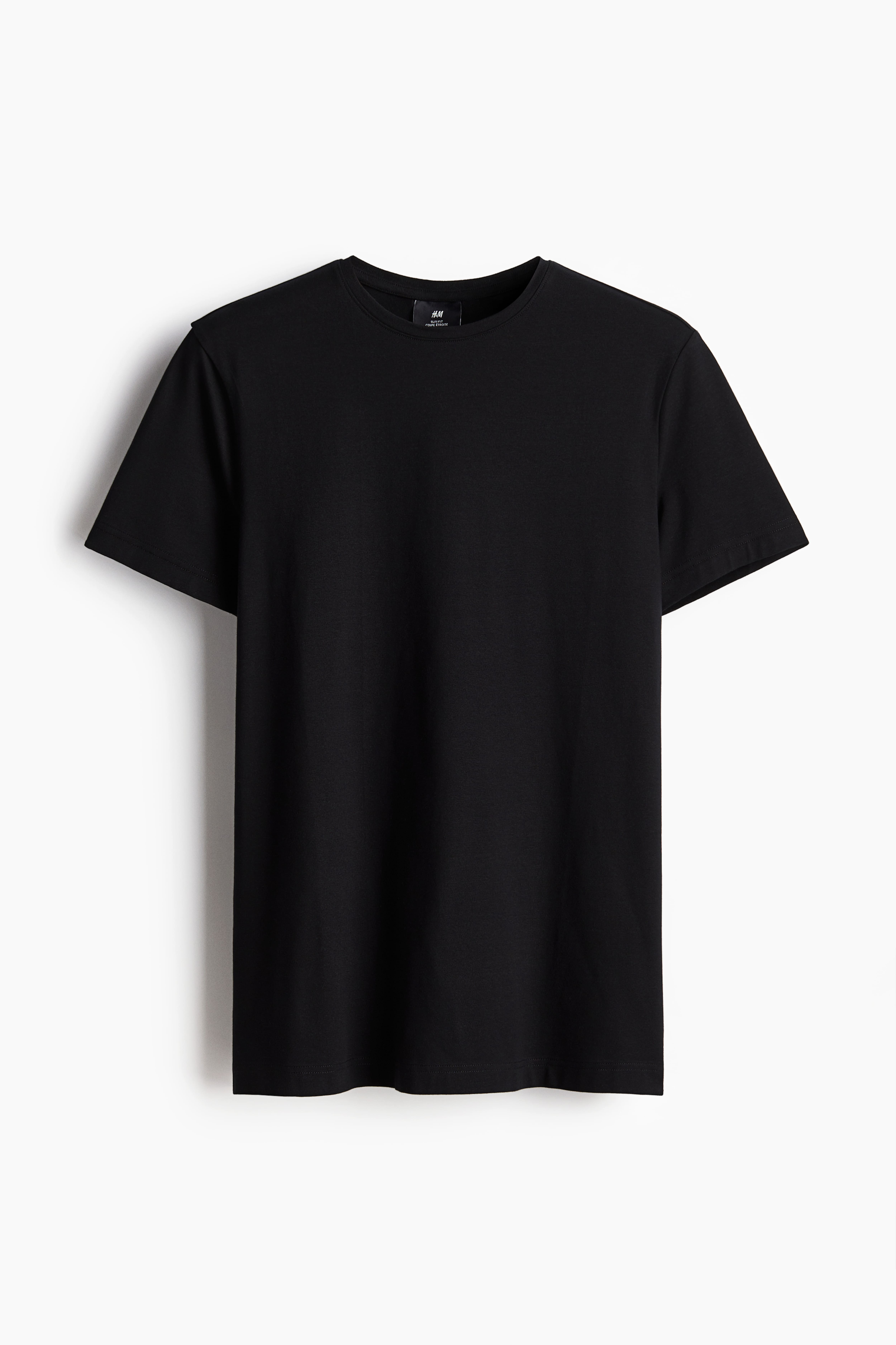 Slim Fit Round necked T shirt Black Men H M GB