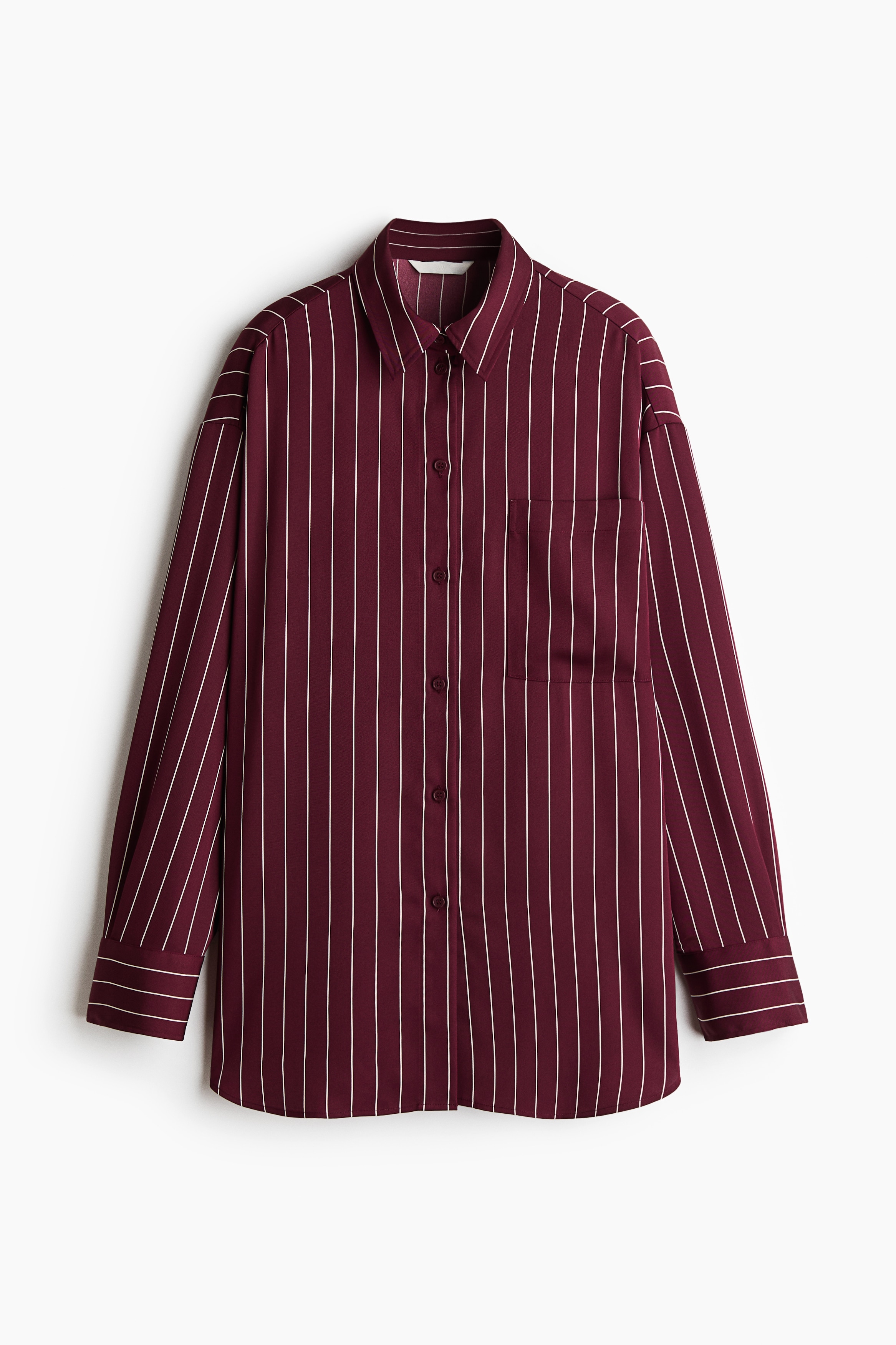 Camisa de sarga de corte holgado - Burdeos/Rayas/Beige claro