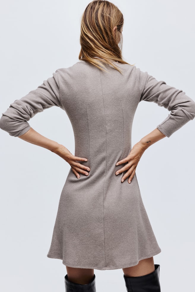 Knit Mini Dress - Taupe melange/Dark gray melange/Dark brown melange - 6