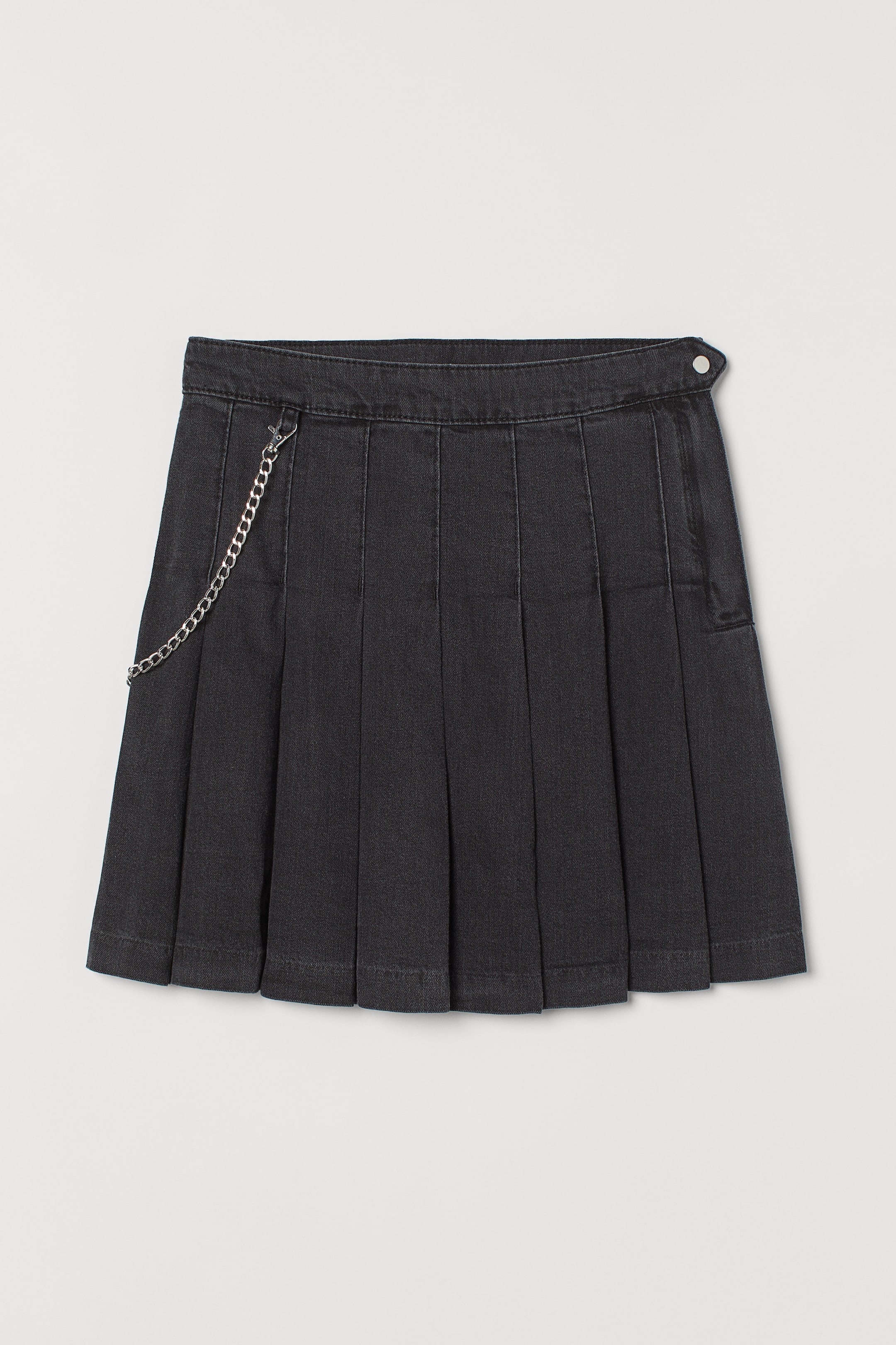 הצגת תמונה גדולה יותר: Pleated denim skirt - שחור - Ladies | H&M IL 1