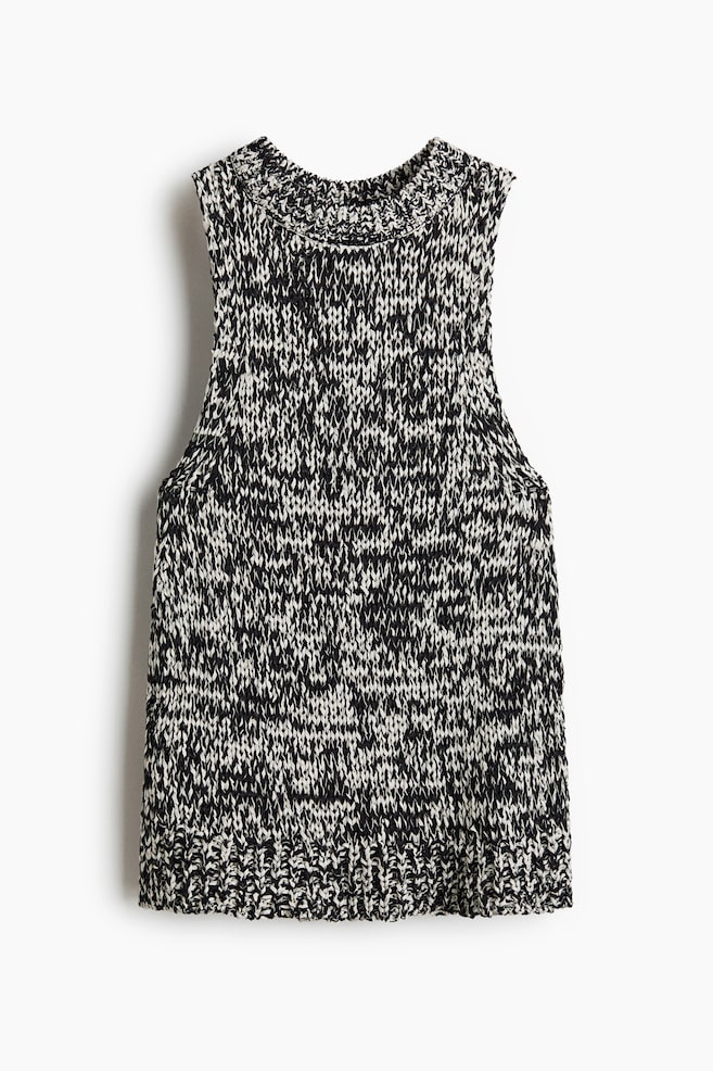 Tanktop aus Strukturstrick - Schwarz/Weiß meliert/Hellgelb - 1