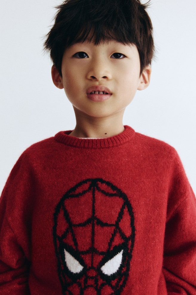 Jacquard-Knit Sweater-Red/Spider-Man - 4