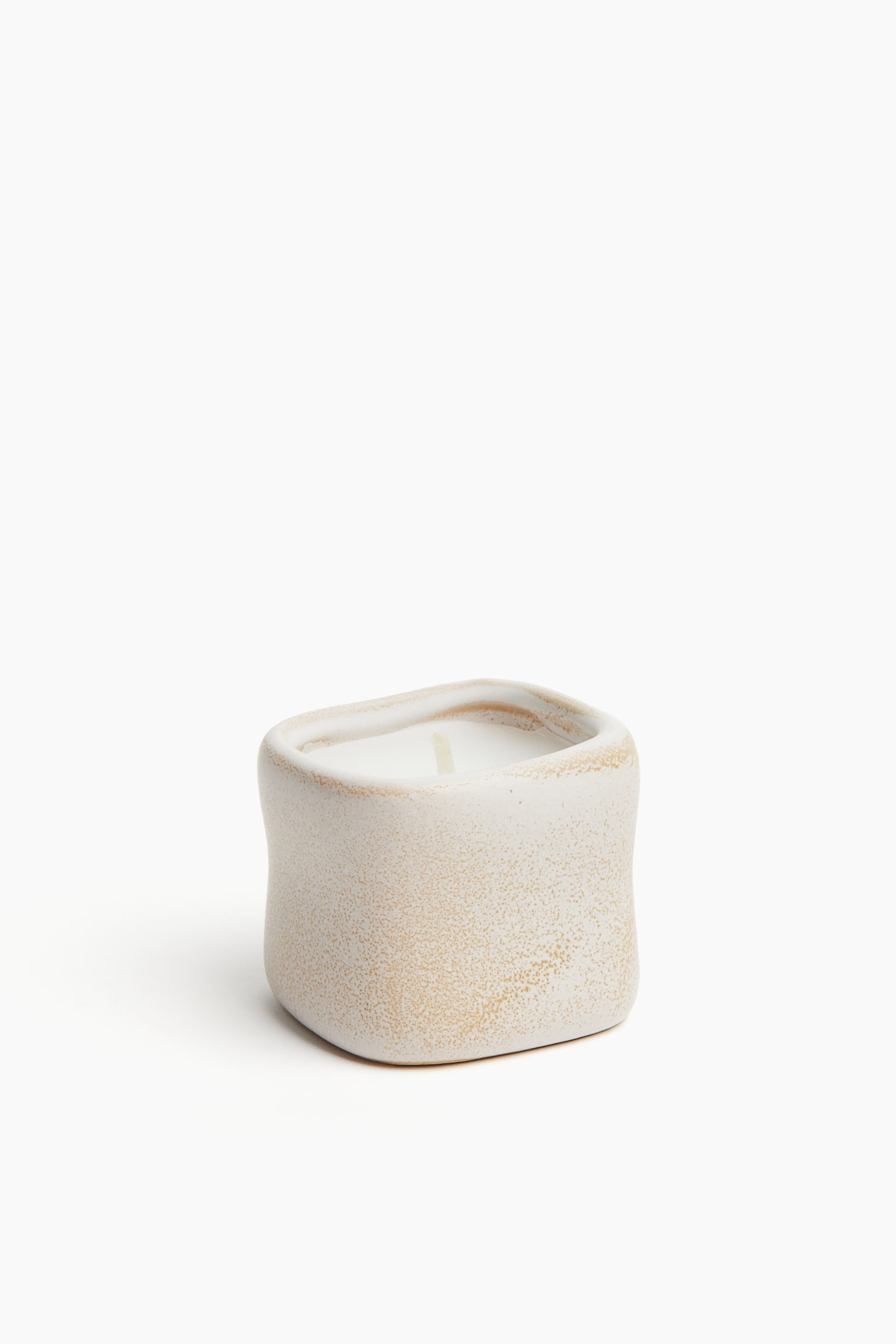 Scented candle in a ceramic holder - Natural white/Dark brown - 1