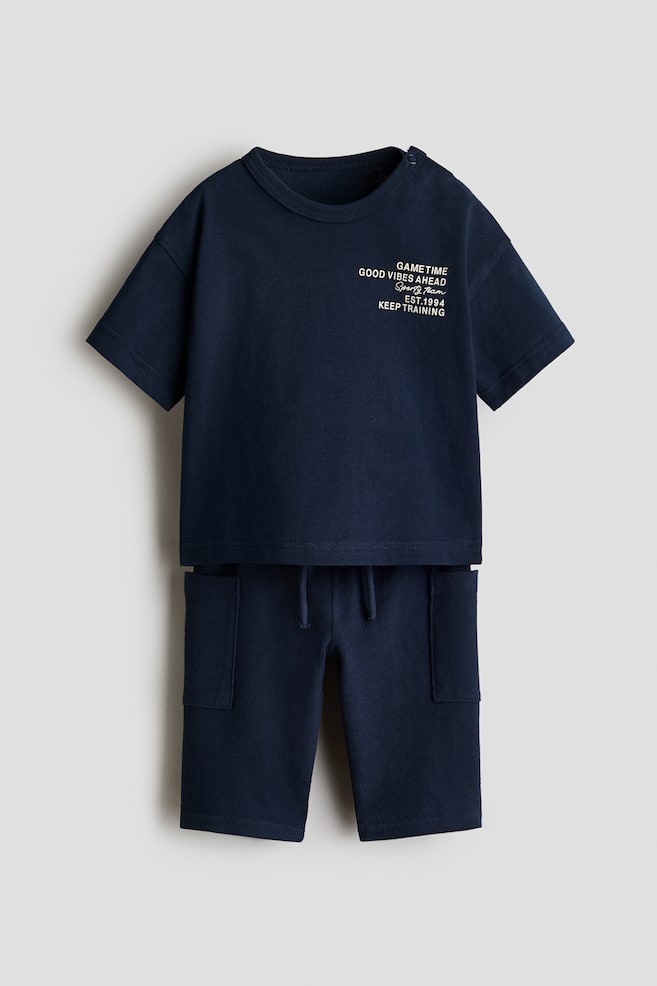 2-Piece Cotton Set - Navy blue/Game Time/Light beige/Light khaki green - 1