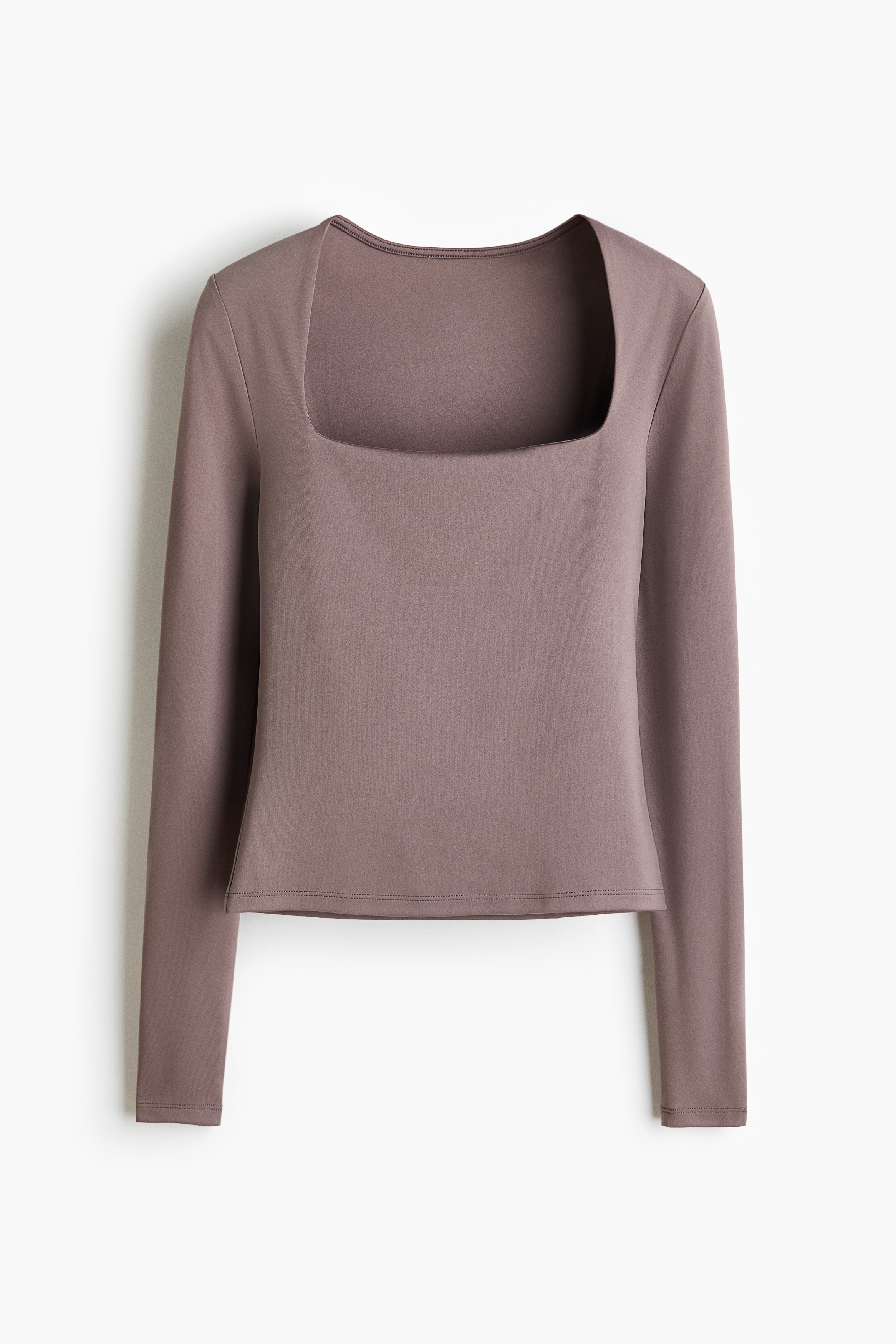 Top de manga larga con cuello cuadrado - Gris pardo/Rosa claro/Negro