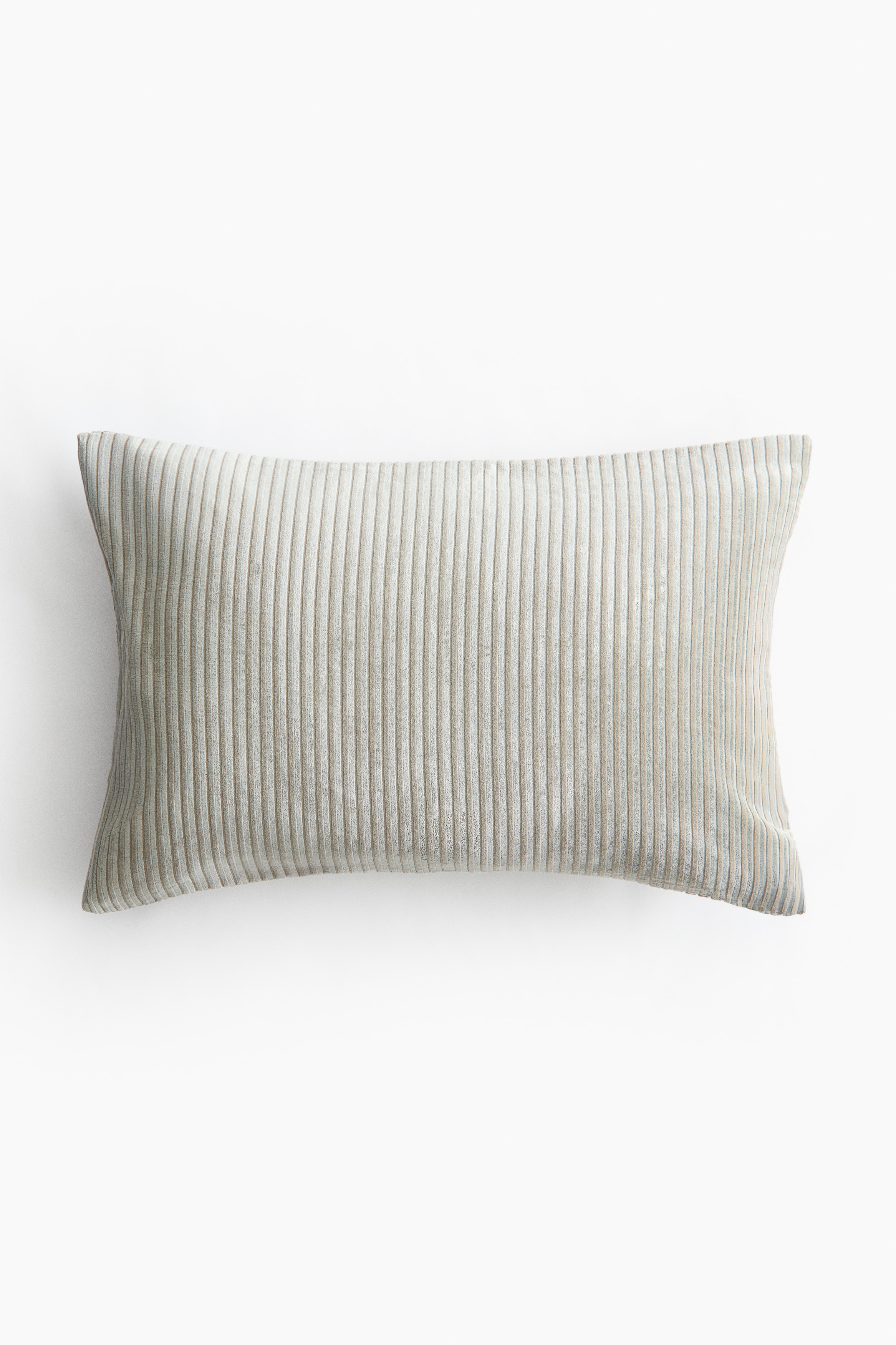 Funda de cojín de pana - Verde caqui claro/Crema