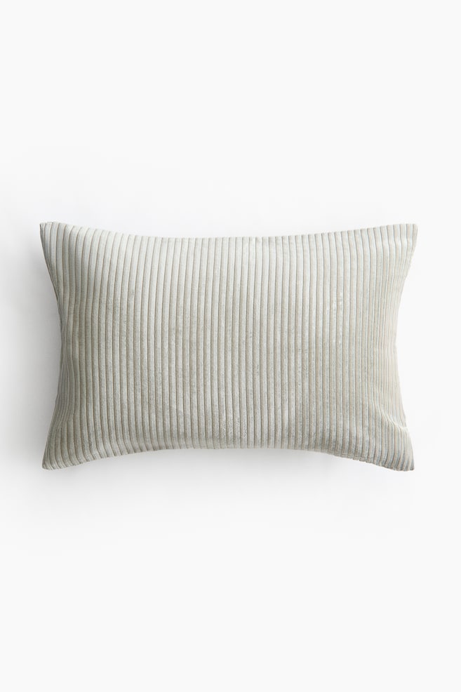 Corduroy Cushion Cover - Light khaki green/Cream - 1