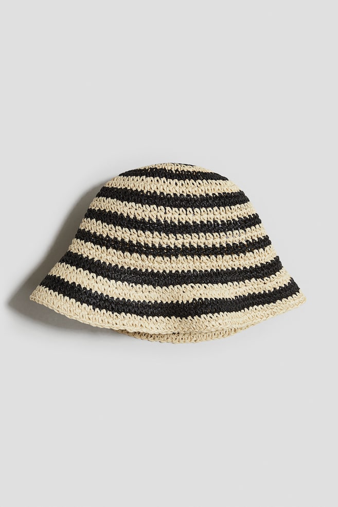 Straw hat - Light beige/Black striped - 1