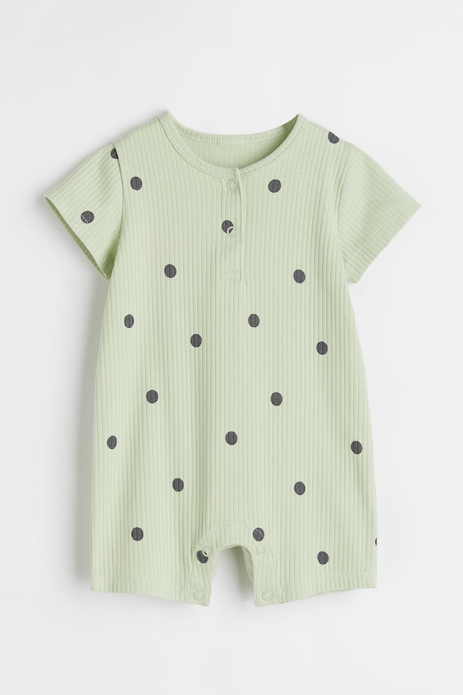Short-sleeved cotton bodysuit - Pistachio green/Spotted/White/Spotted