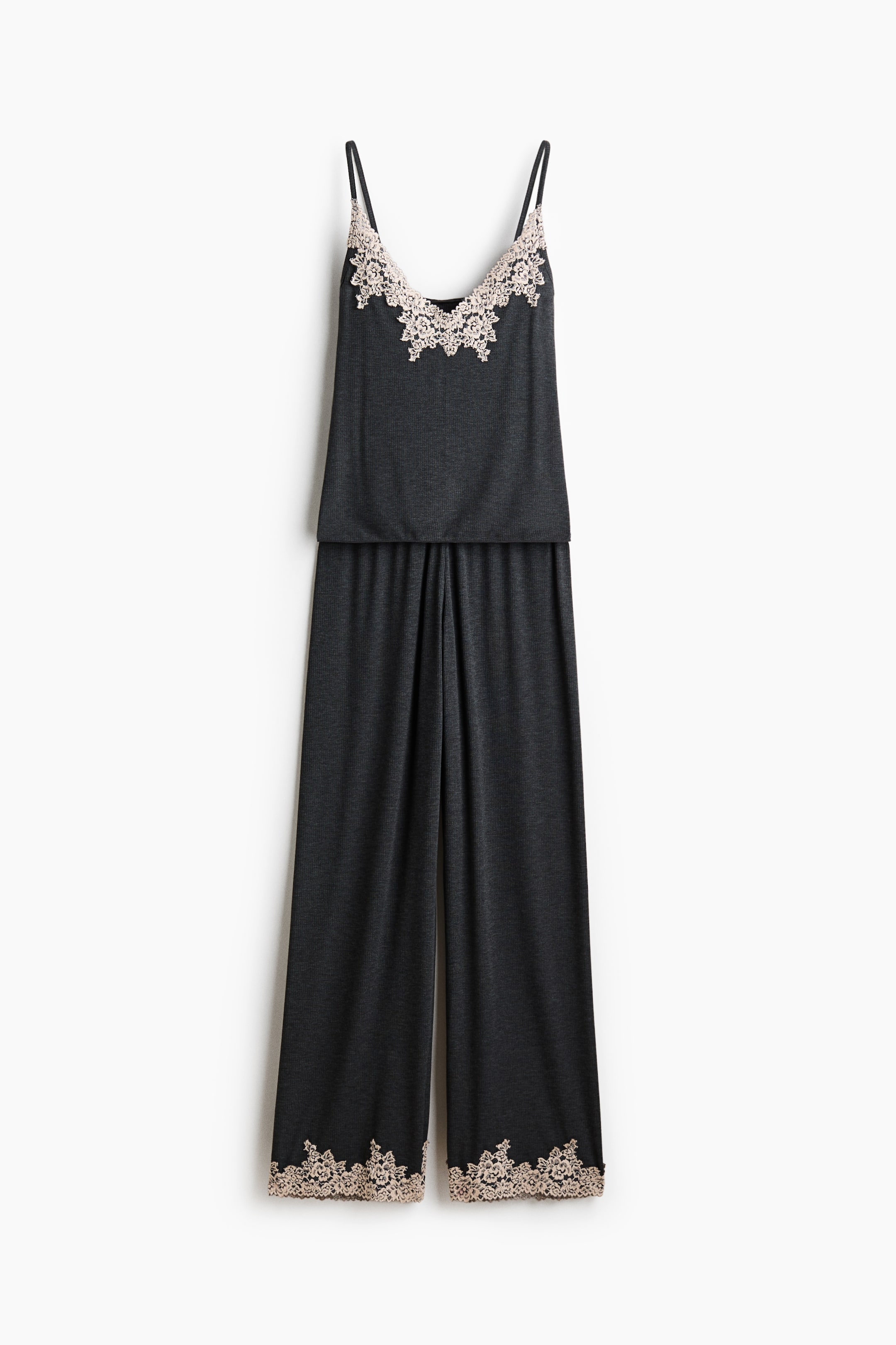 Lace-Trimmed Jersey Pajamas