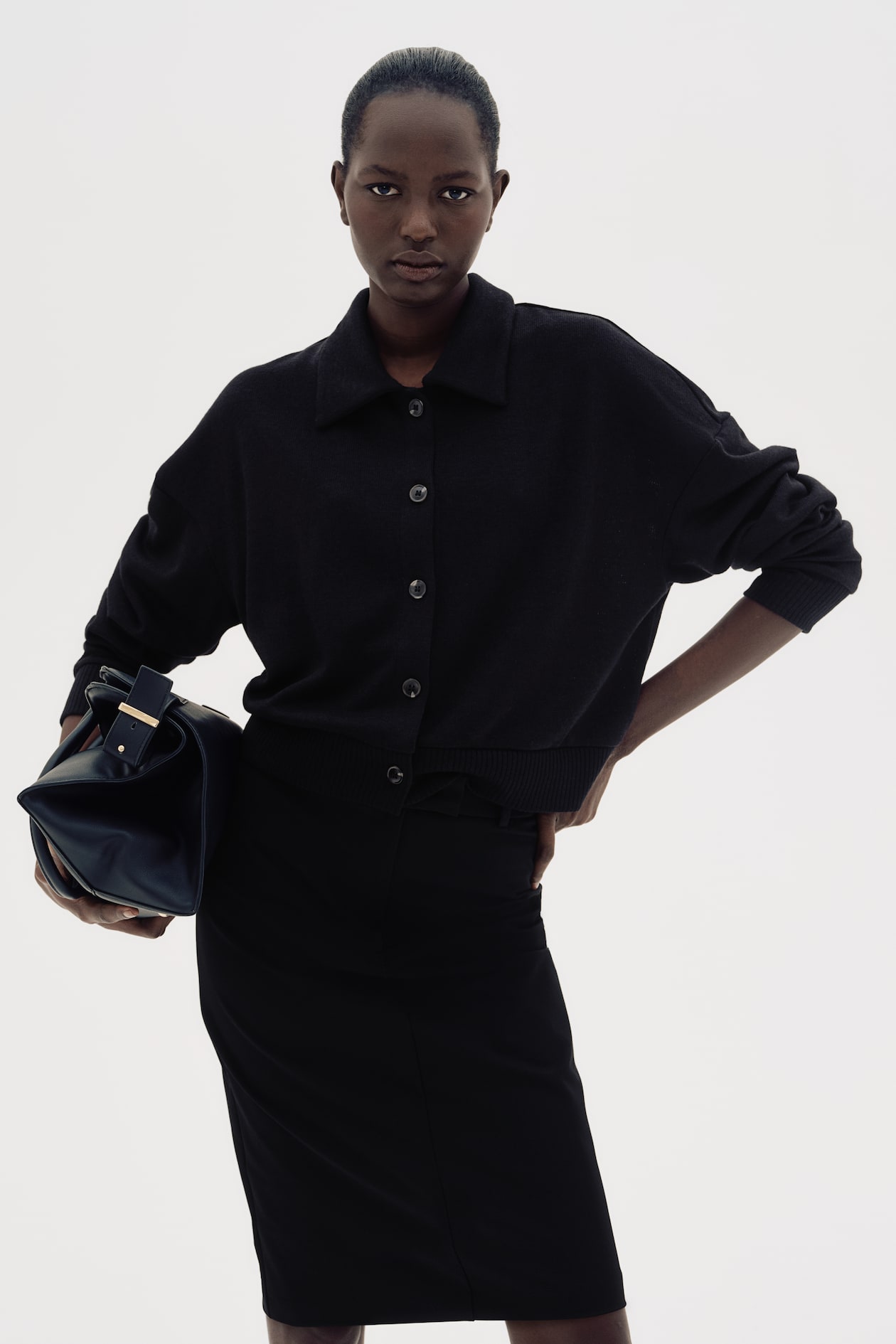 Collared cardigan Black Ladies H&M IN