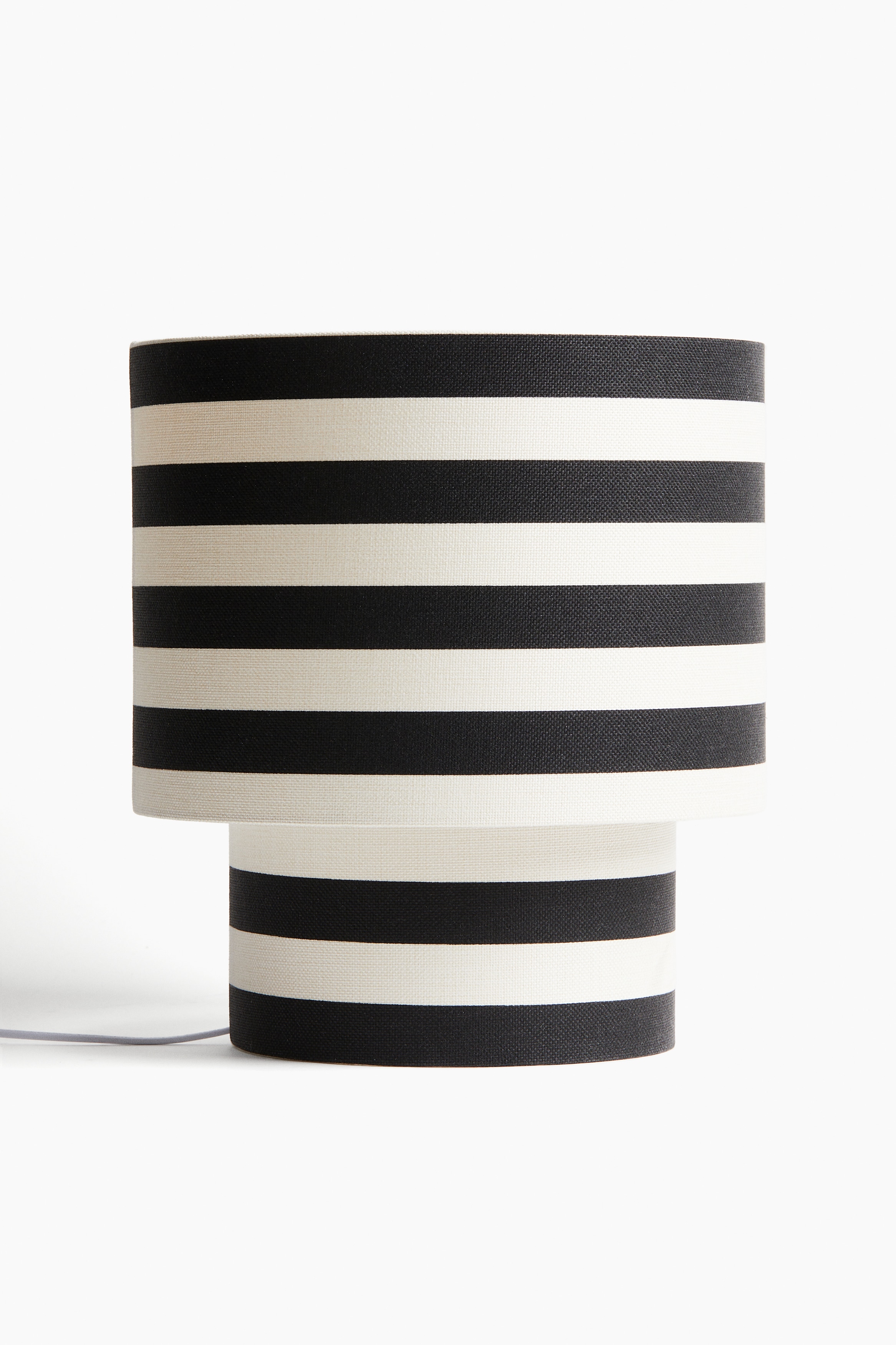 Large Fabric-Covered Table Lamp - Black/striped/Light beige/zebra print
