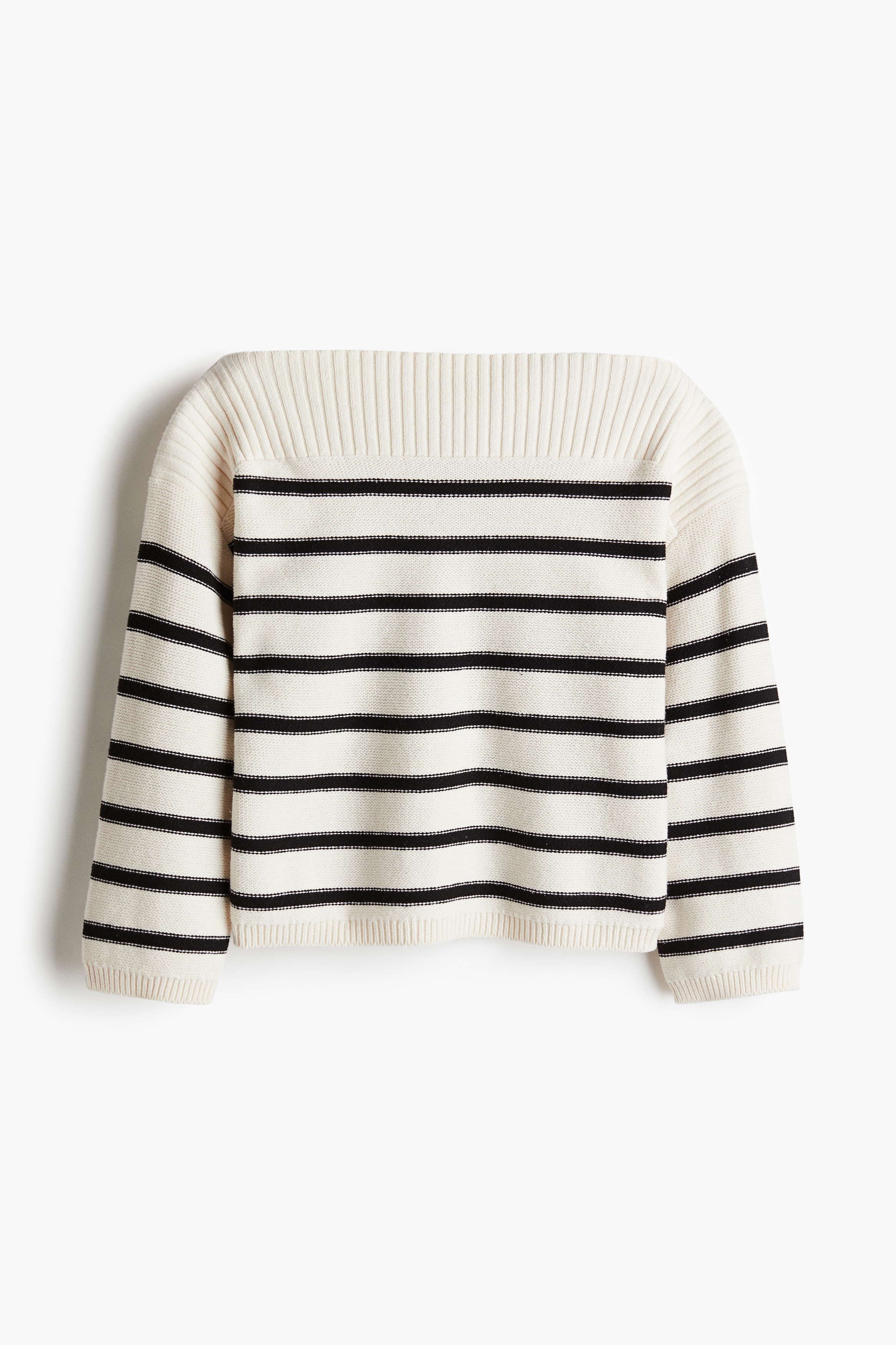 Women's Cream/striped Purl-Knit Boat-Neck Sweater | H&M CA