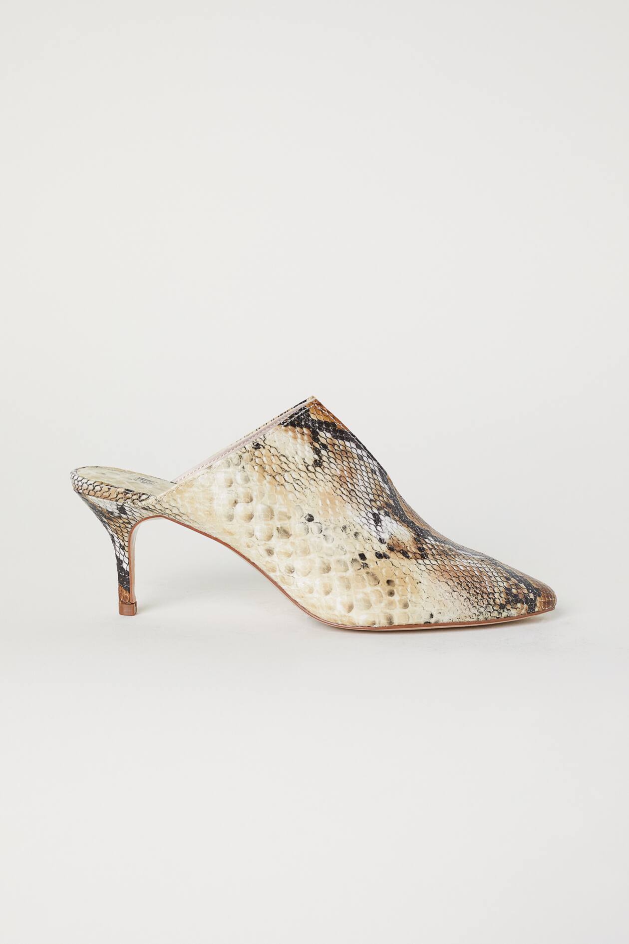 Snakeskin-patterned mules Beige/Snakeskin-patterned Ladies H&M IE