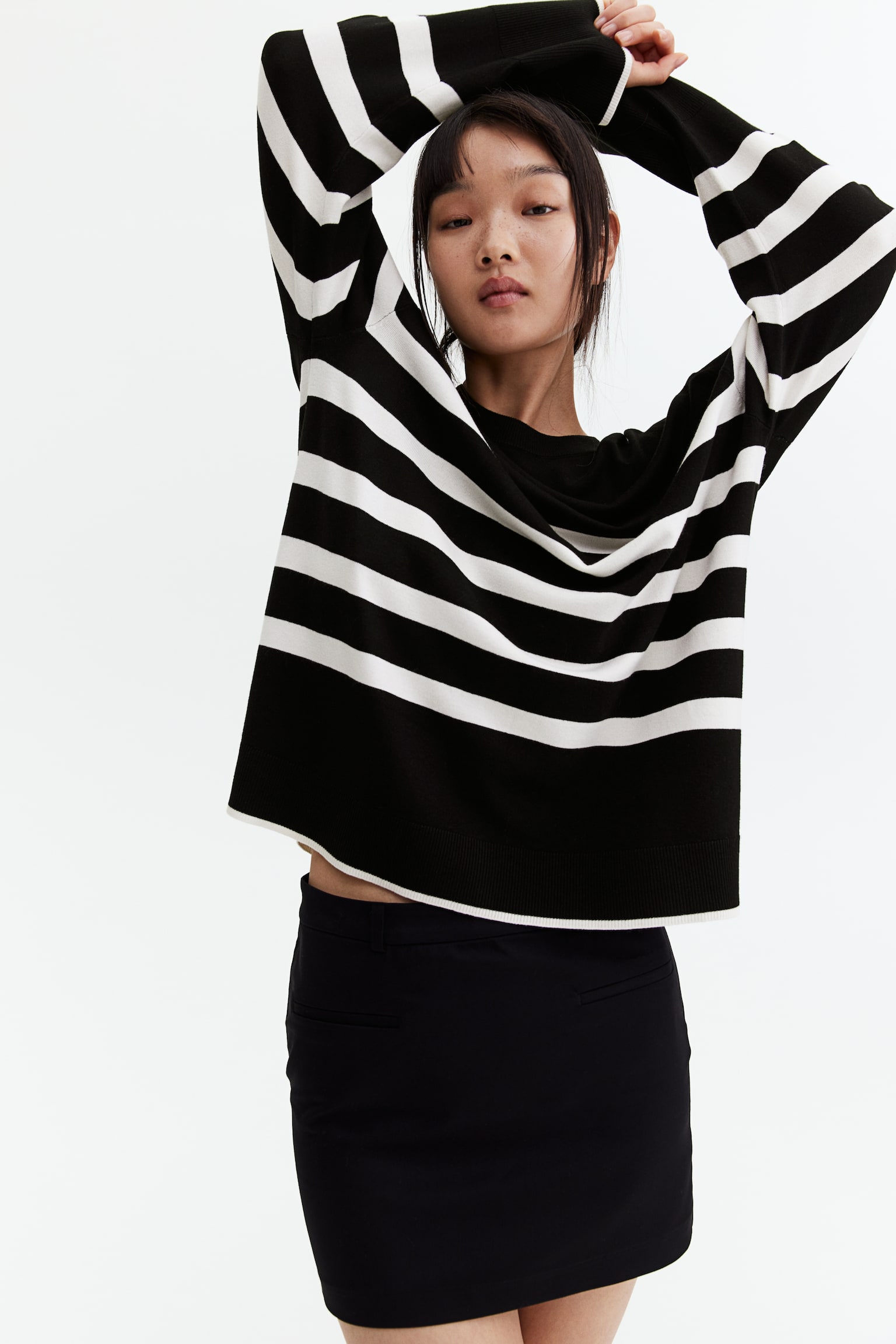 Fine-knit jumper - Black/Striped/Light turquoise/Black/Navy blue/Dark grey marl/Light beige/Striped - 4