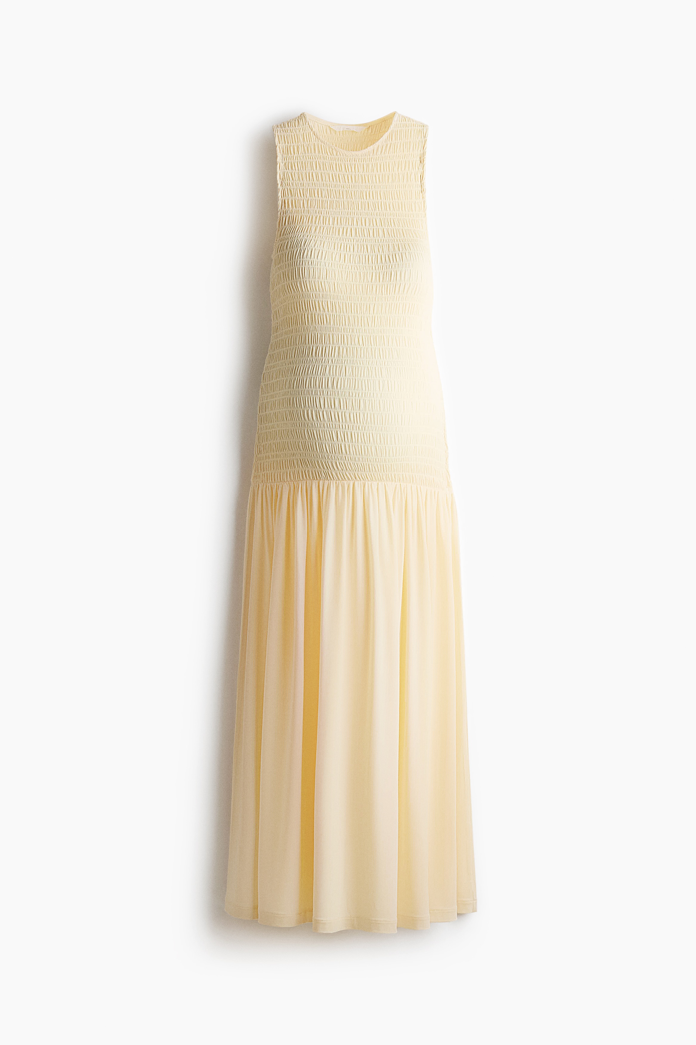 MAMA Smocked jersey dress - ライトイエロー