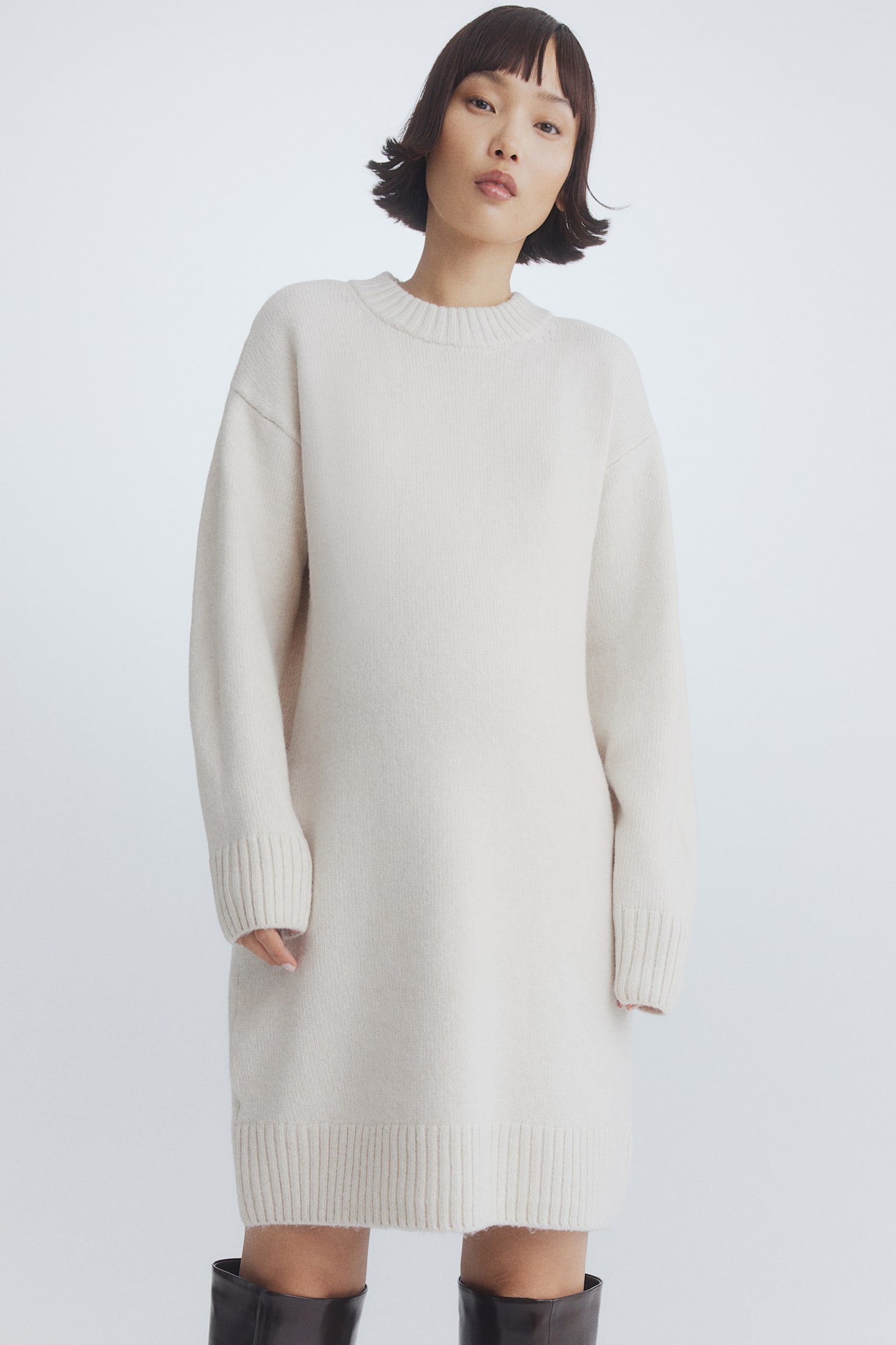 MAMA Knitted dress - Cream/Black - 5