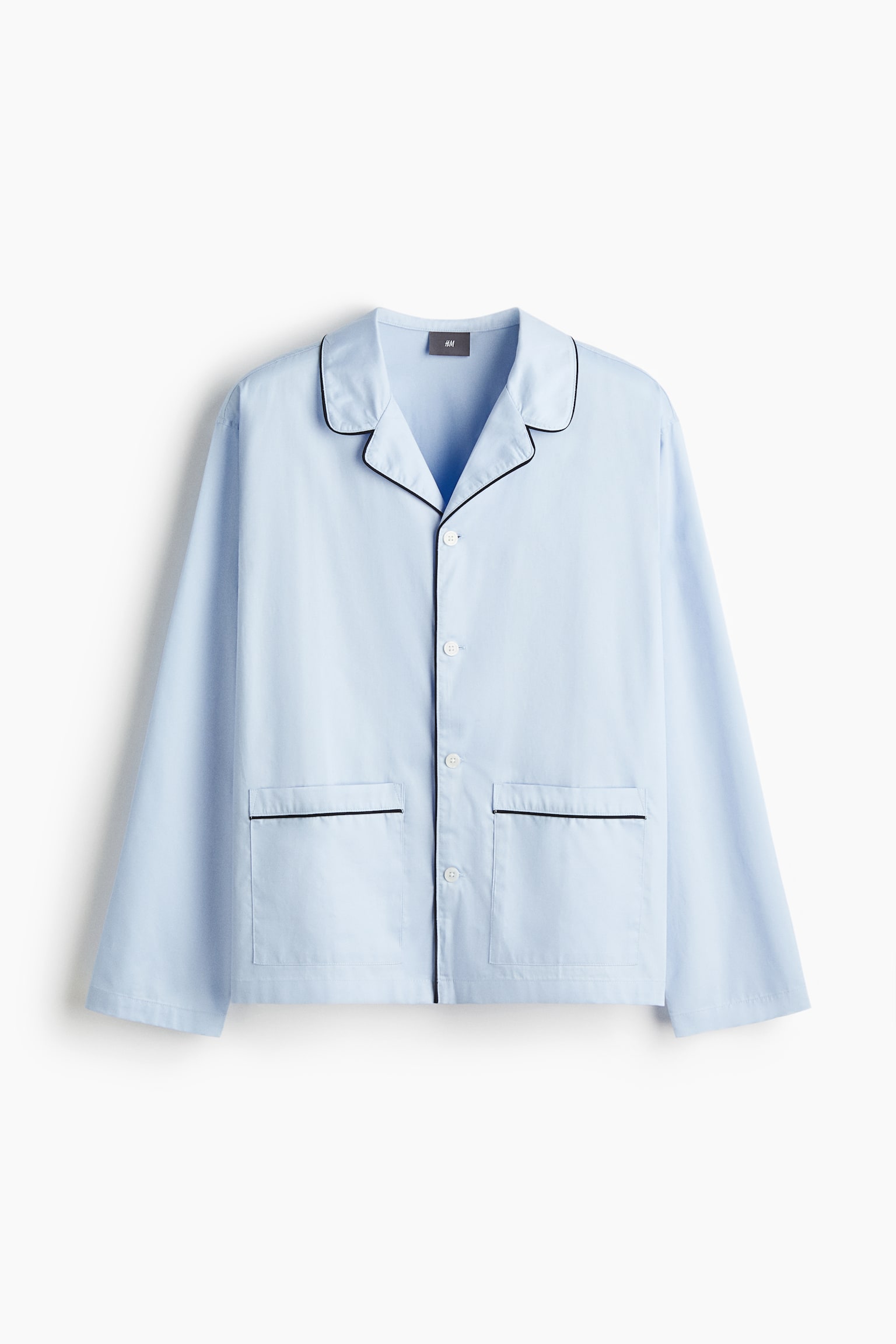 Cotton pyjama shirt and bottoms - Light blue/Burgundy - 4