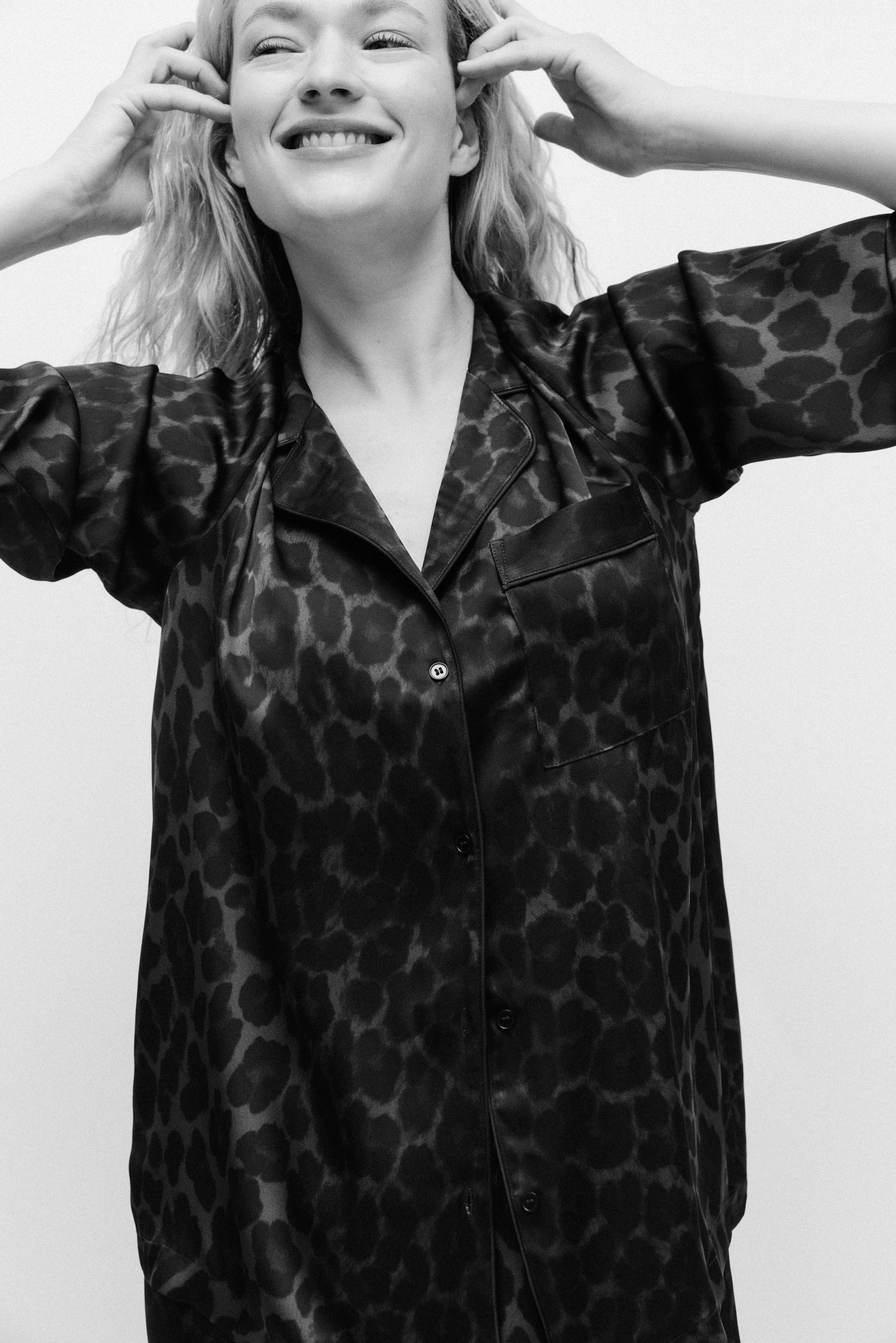 Ingrandisci l'immagine: MAMA Before & After Pigiama in satin - Nero/leopardato - DONNA | H&M CH 2