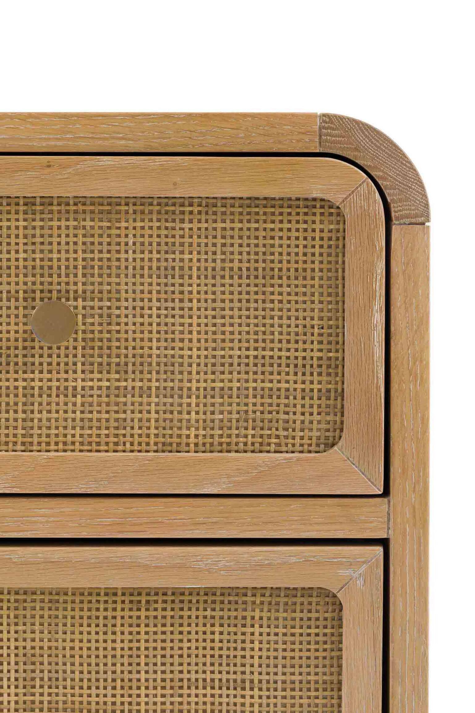 Wooden Rattan 3 Drawer Chest - Natural - 8