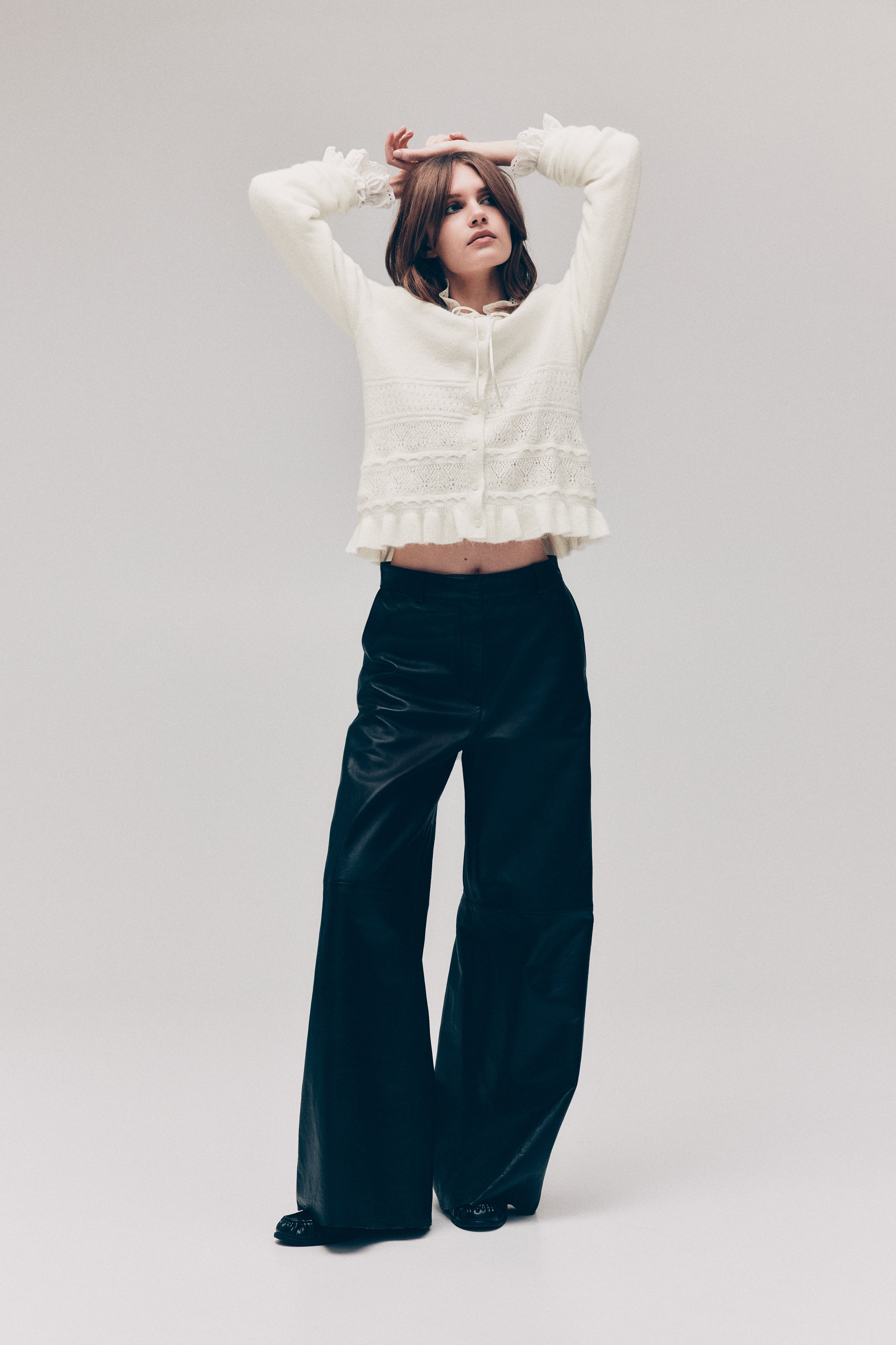 Pointelle-knit cardigan