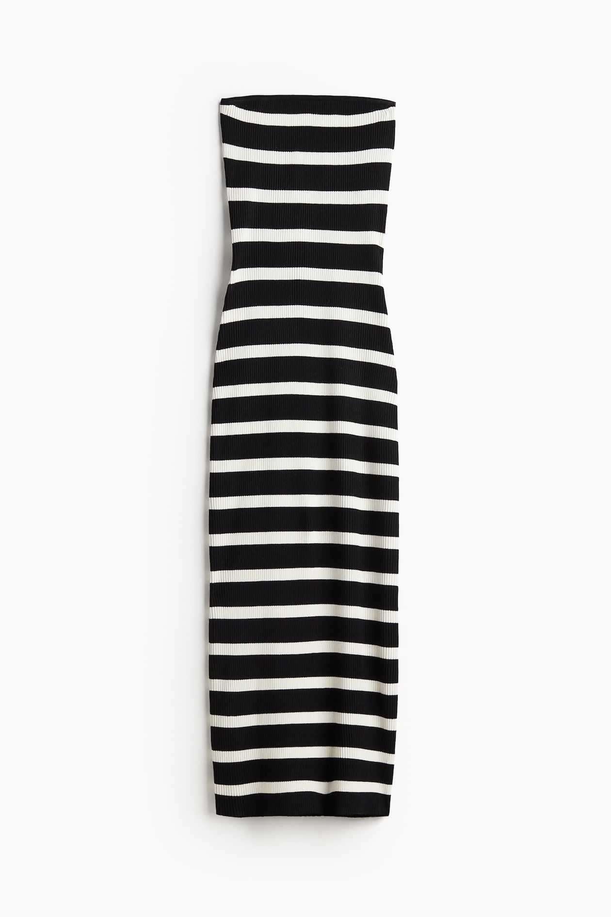 Ribbed tube dress Black/Striped Ladies H&M